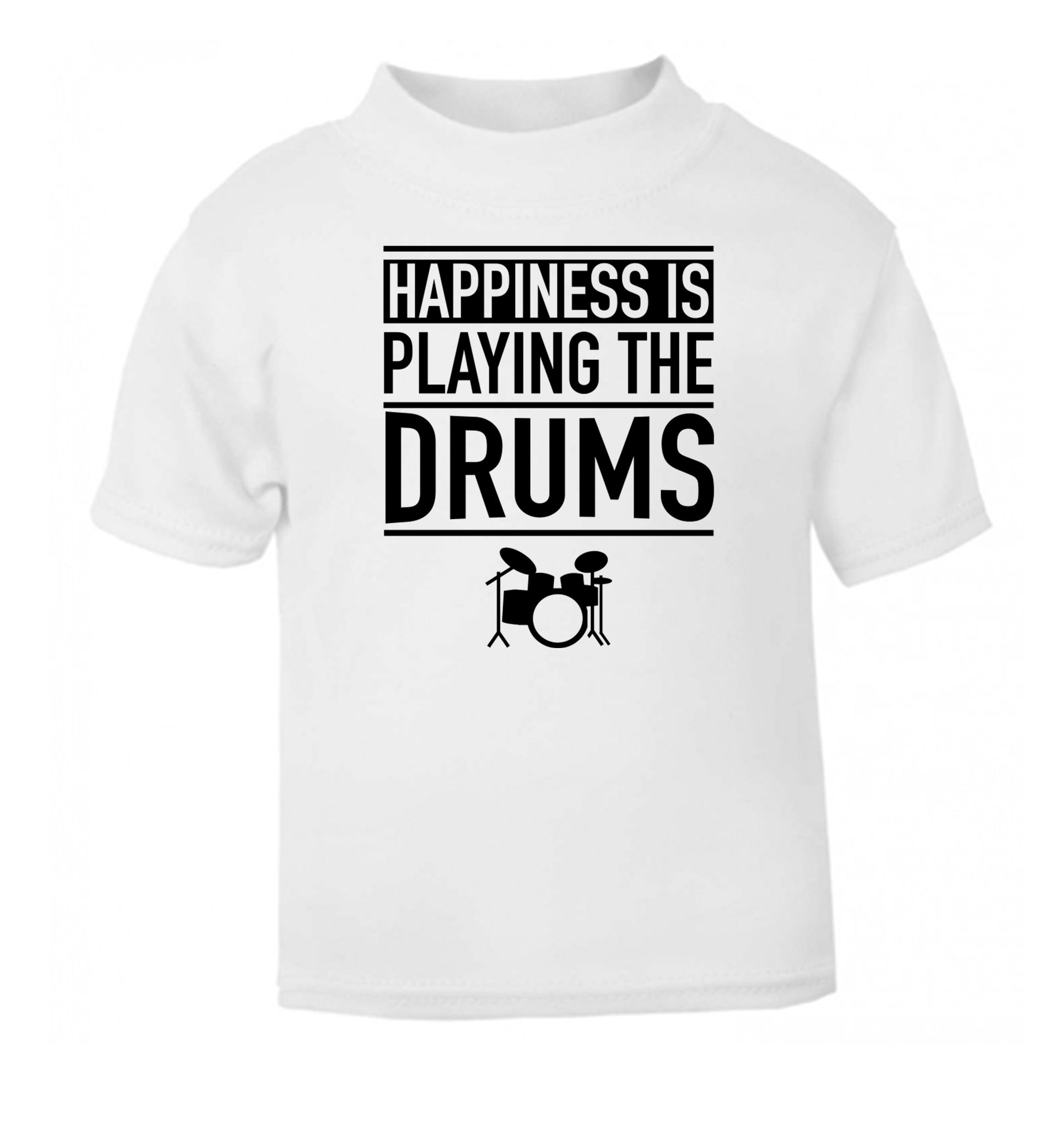 Happiness is playing the drums white Baby Toddler Tshirt 2 Years
