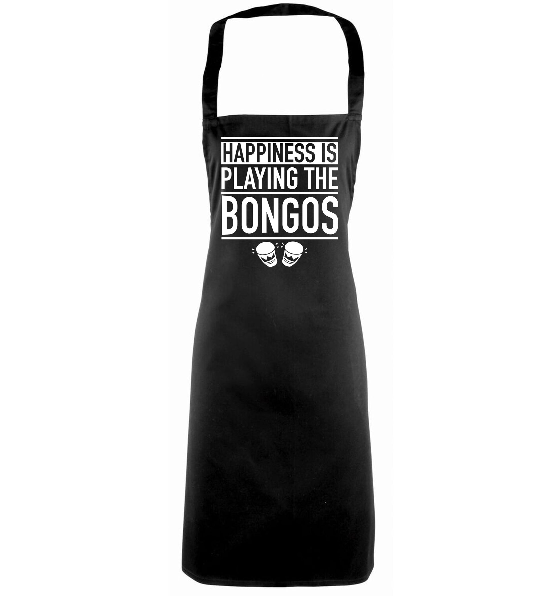 Happiness is playing the bongos black apron