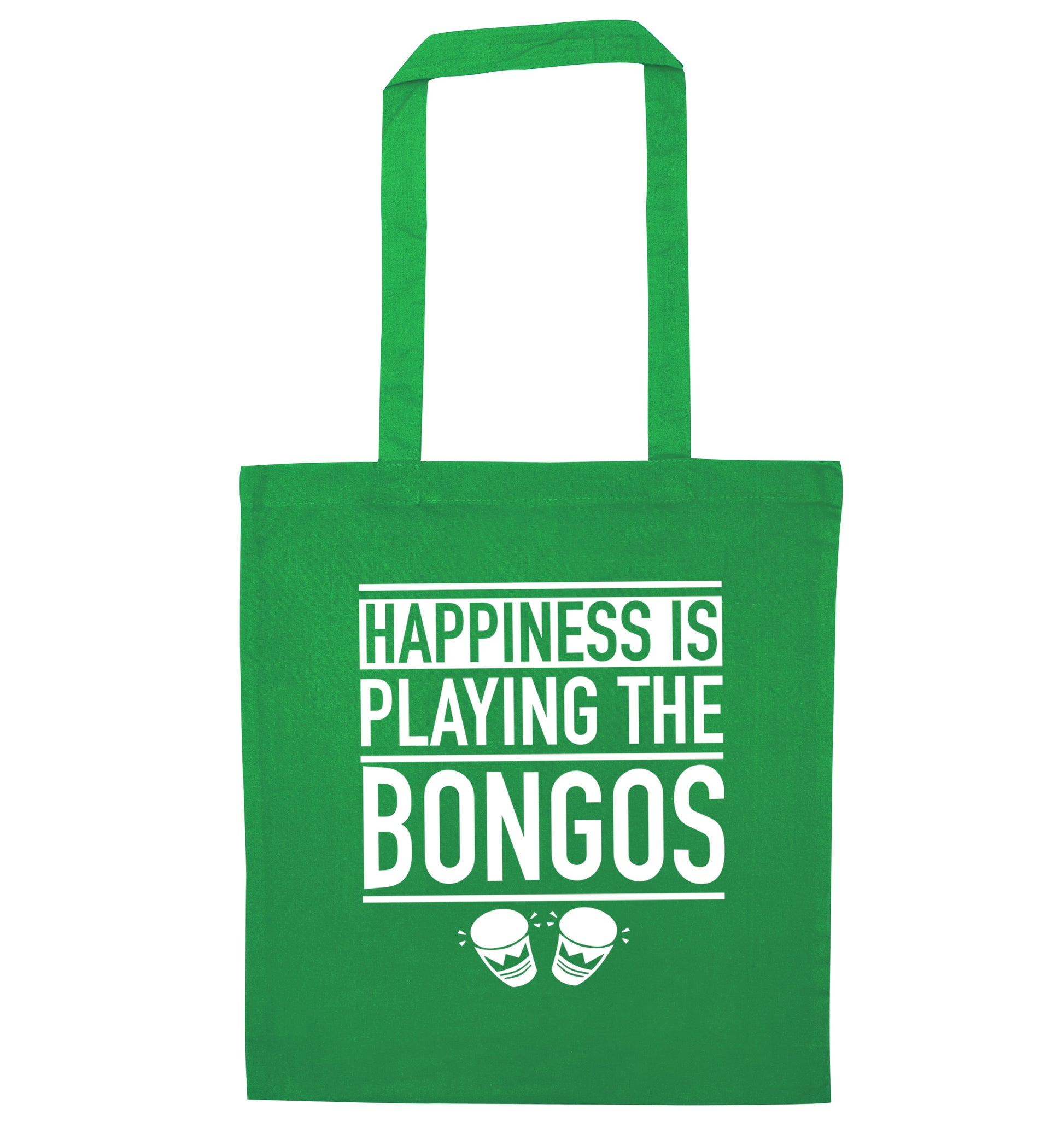 Happiness is playing the bongos green tote bag