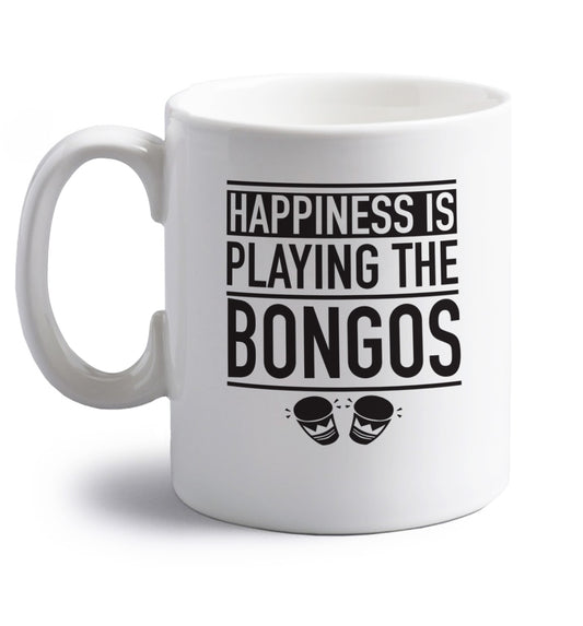 Happiness is playing the bongos right handed white ceramic mug 