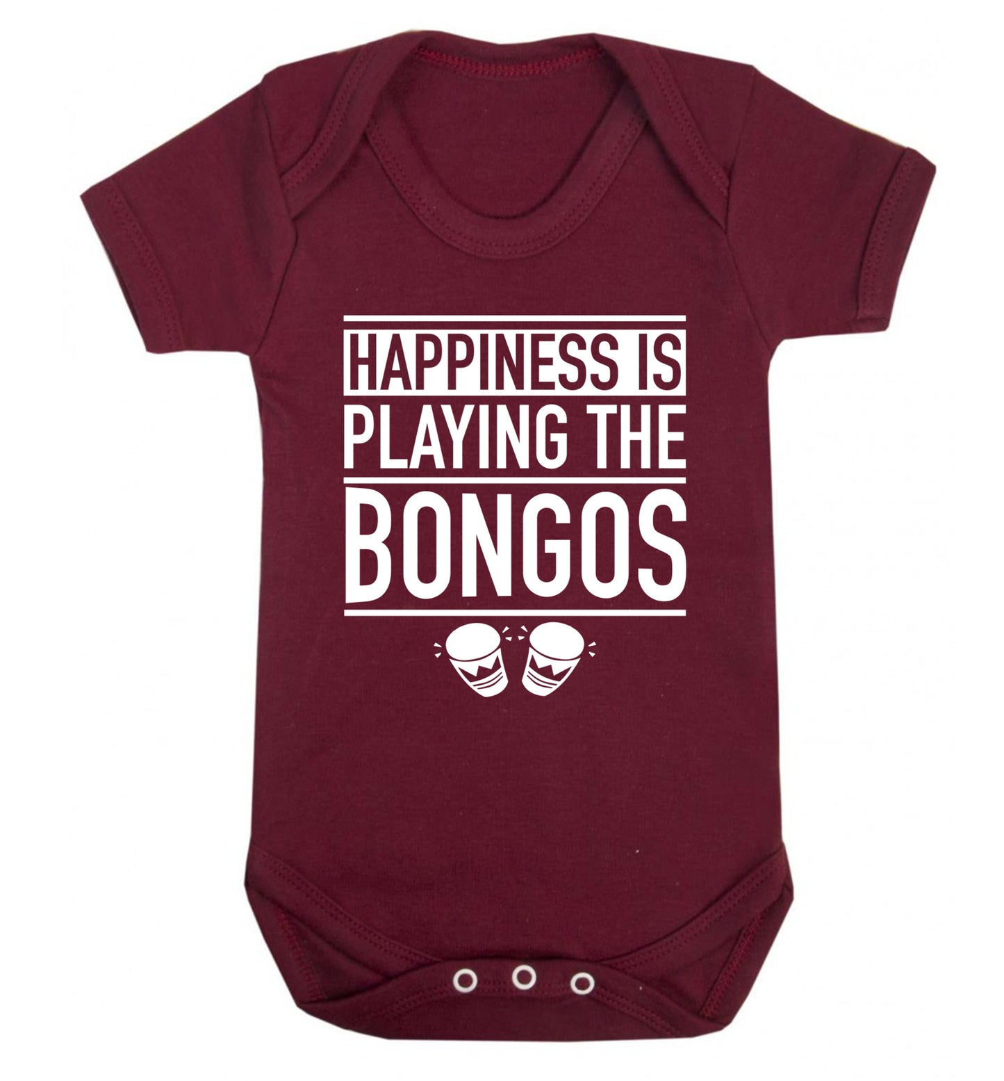 Happiness is playing the bongos Baby Vest maroon 18-24 months