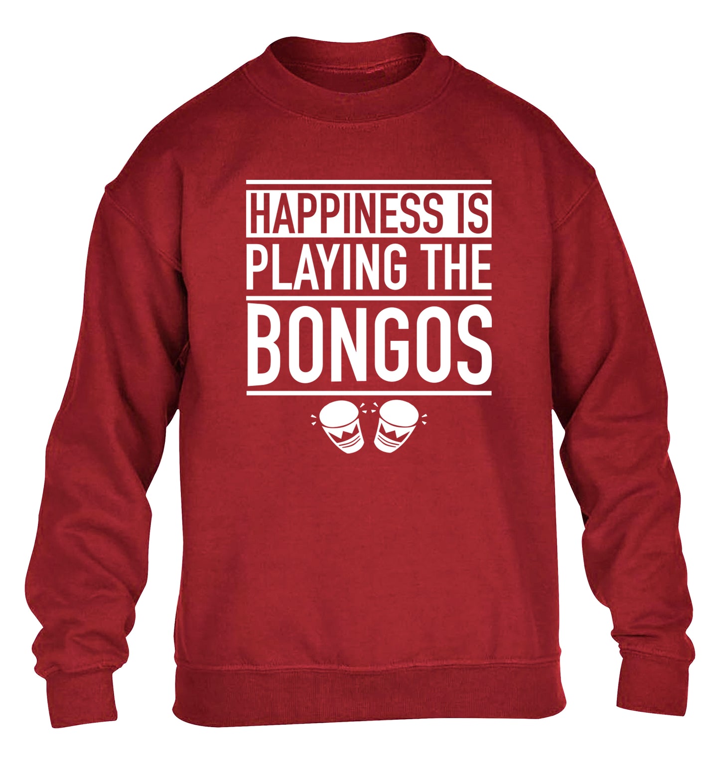 Happiness is playing the bongos children's grey sweater 12-14 Years