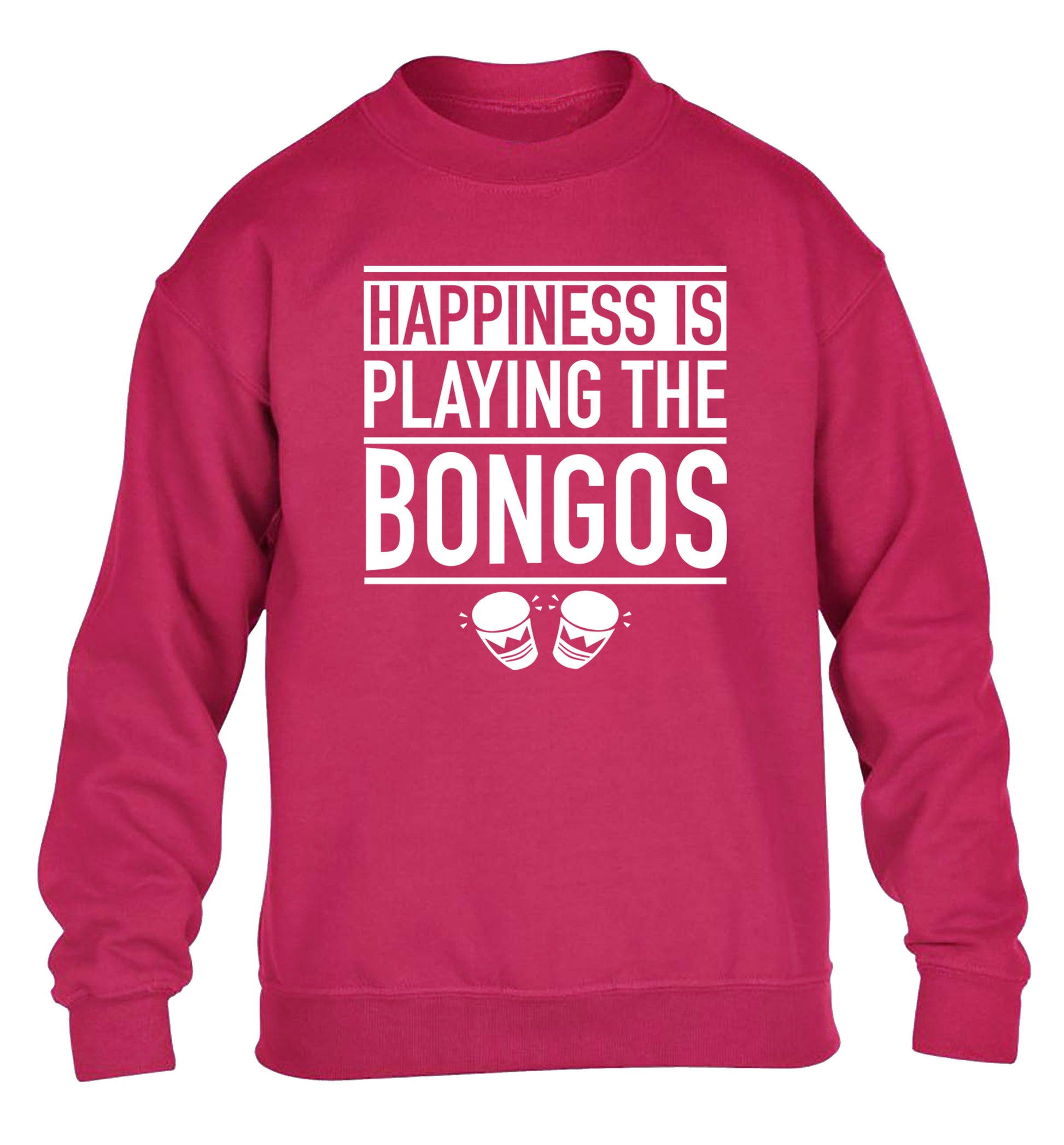 Happiness is playing the bongos children's pink sweater 12-14 Years
