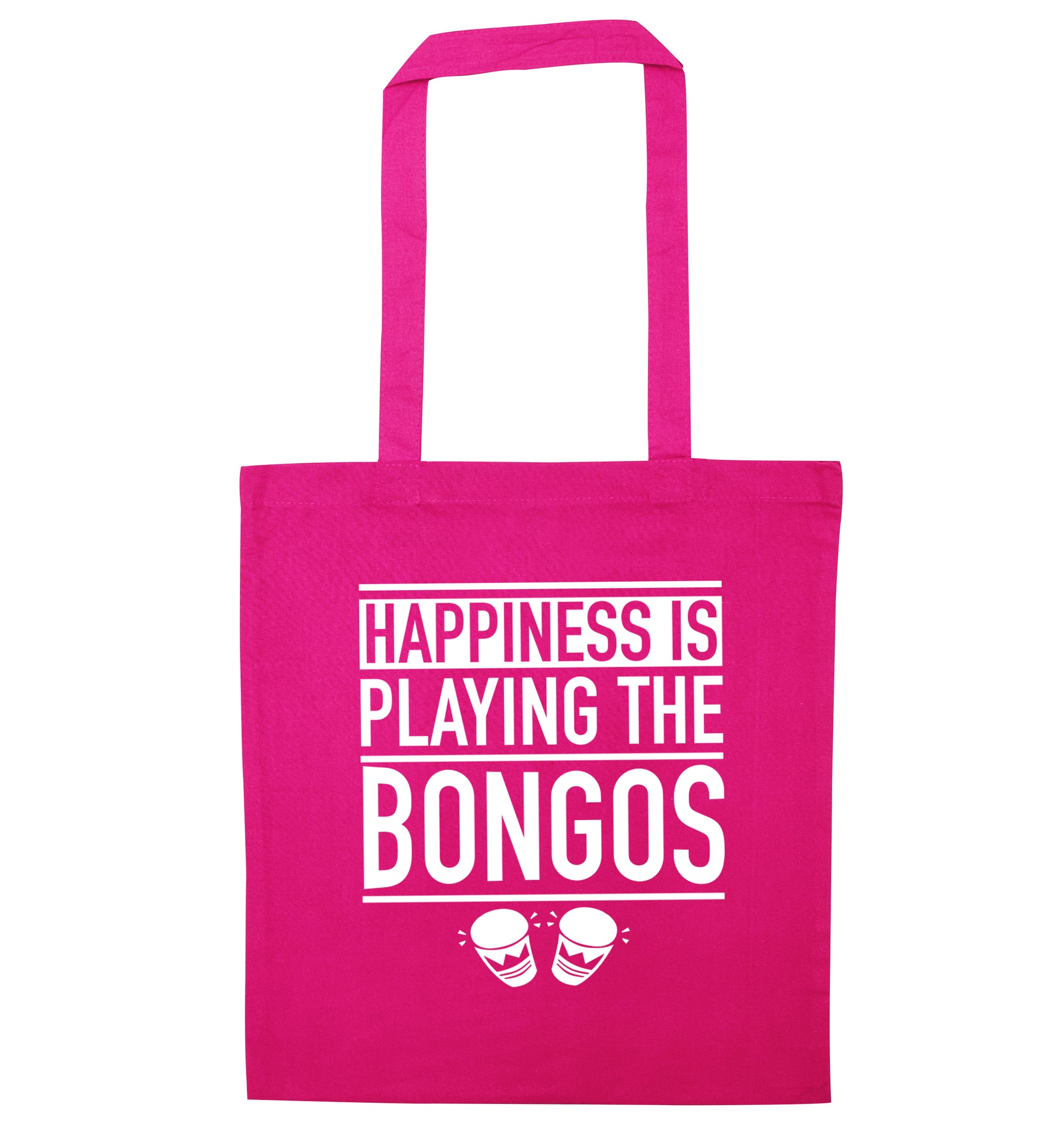 Happiness is playing the bongos pink tote bag
