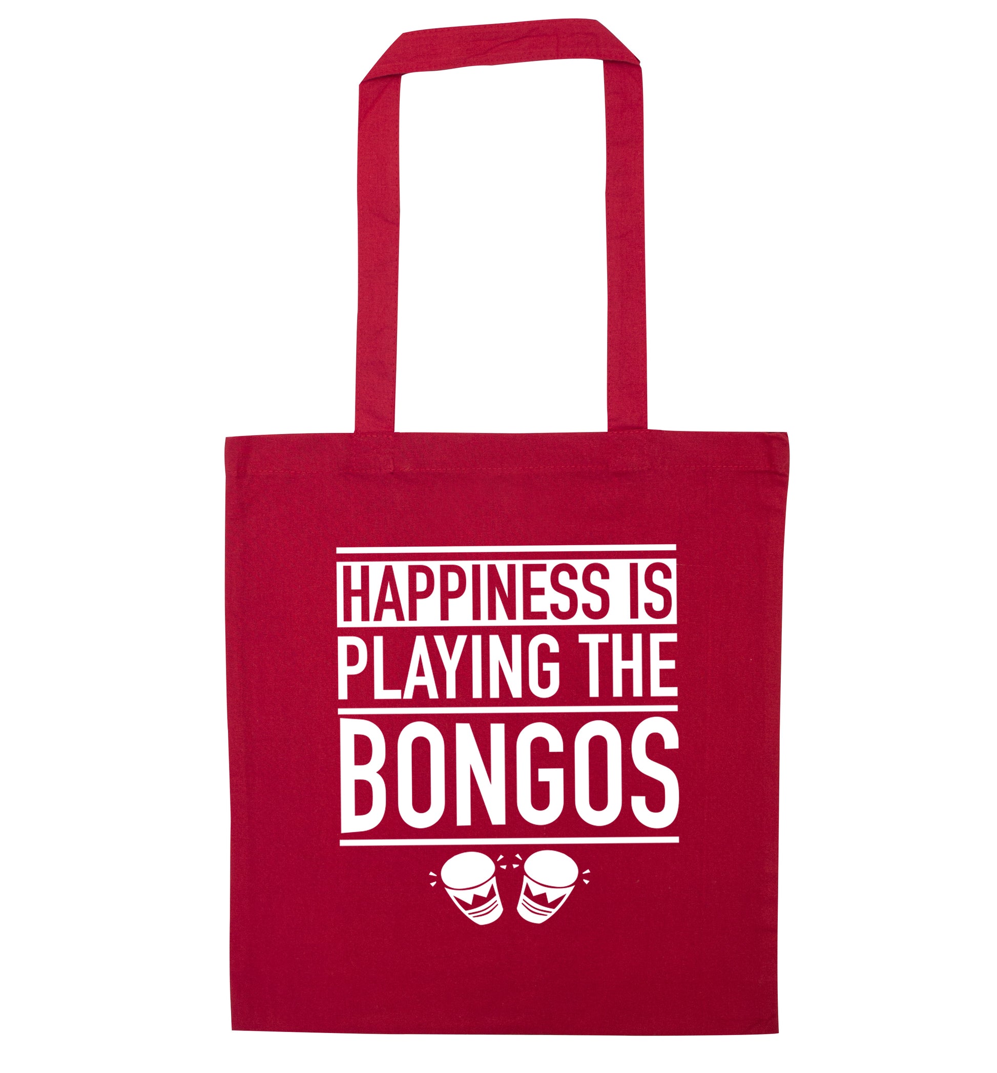 Happiness is playing the bongos red tote bag