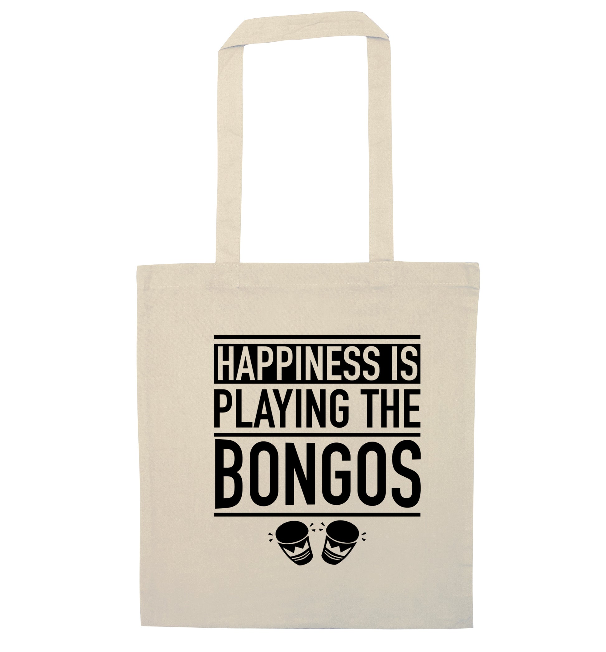 Happiness is playing the bongos natural tote bag