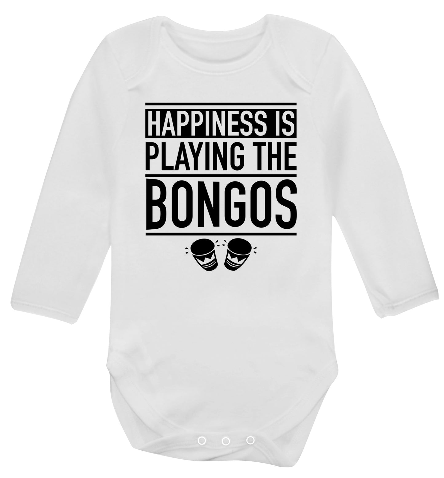 Happiness is playing the bongos Baby Vest long sleeved white 6-12 months