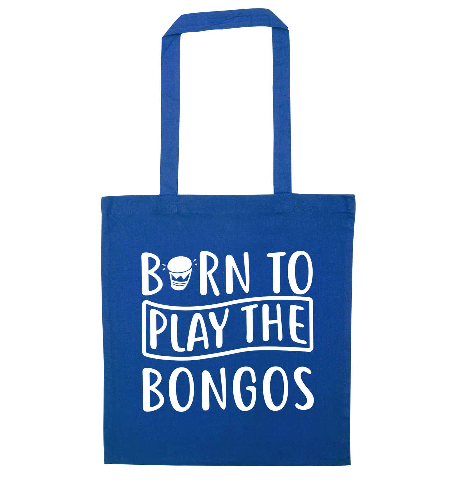 Born to play the bongos blue tote bag