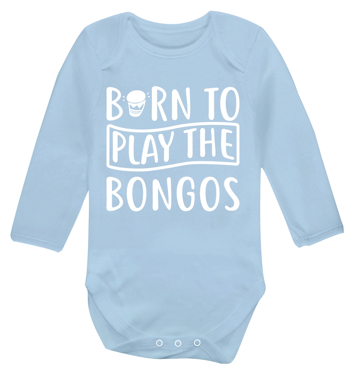 Born to play the bongos Baby Vest long sleeved pale blue 6-12 months