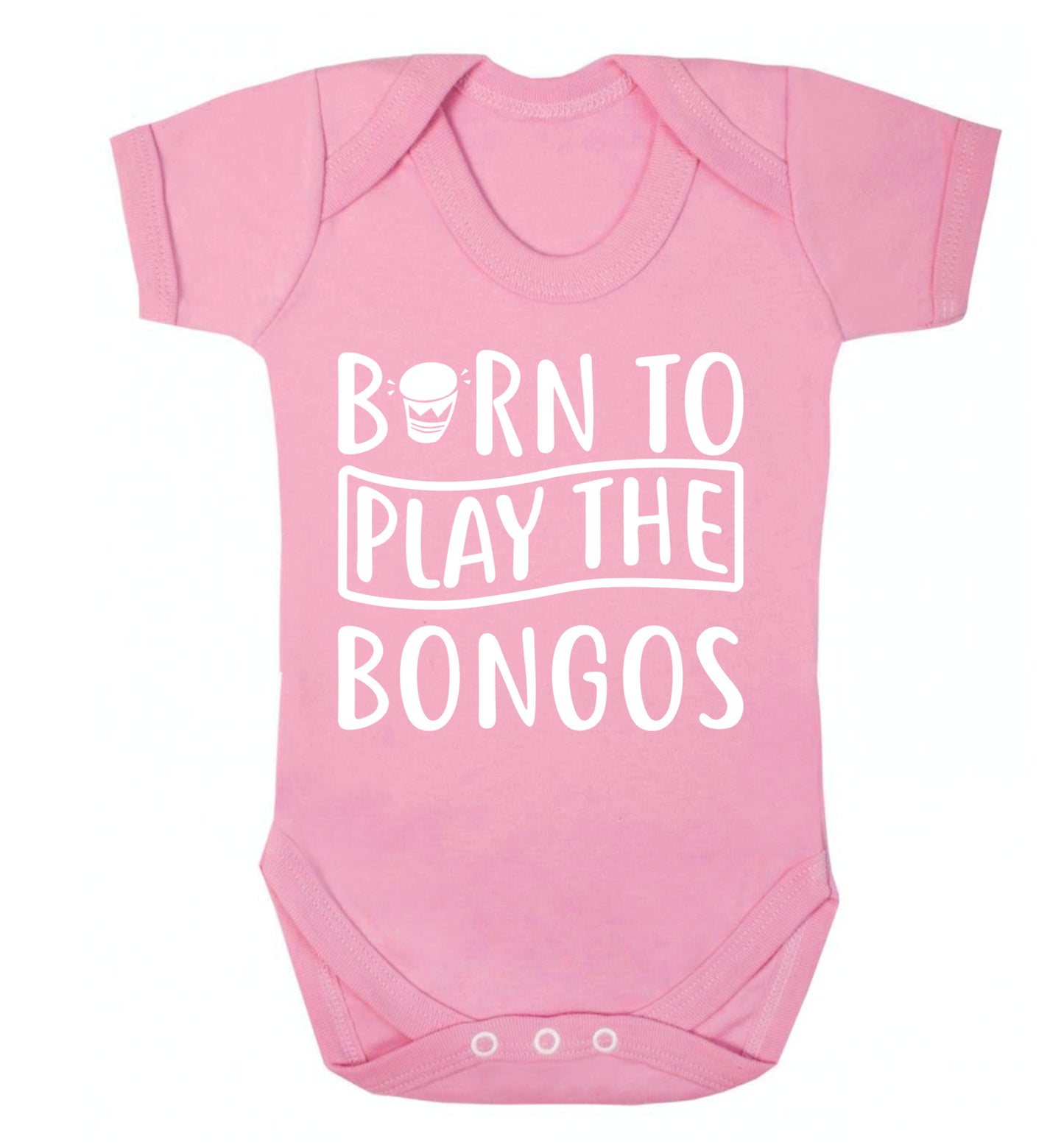 Born to play the bongos Baby Vest pale pink 18-24 months