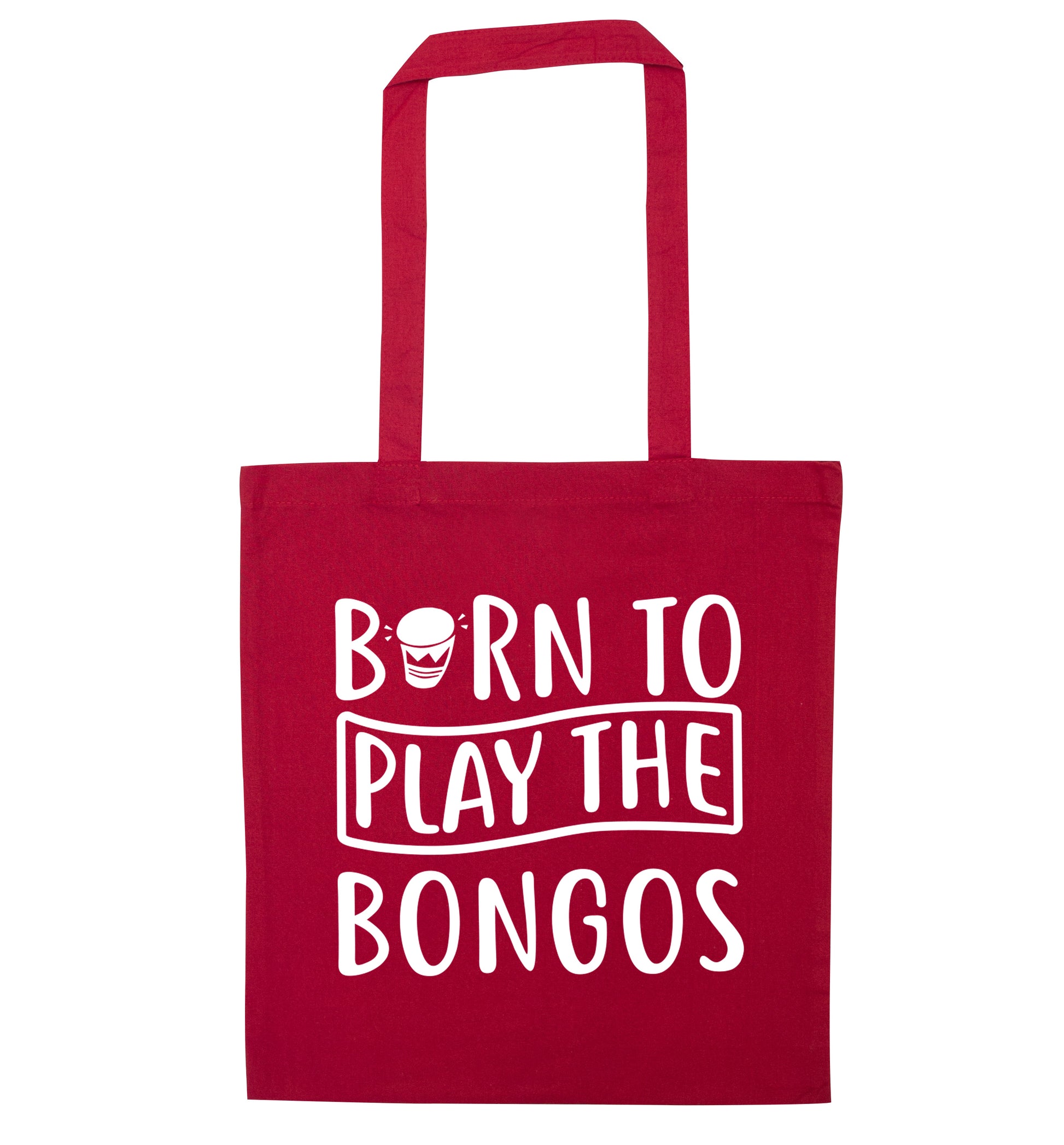 Born to play the bongos red tote bag