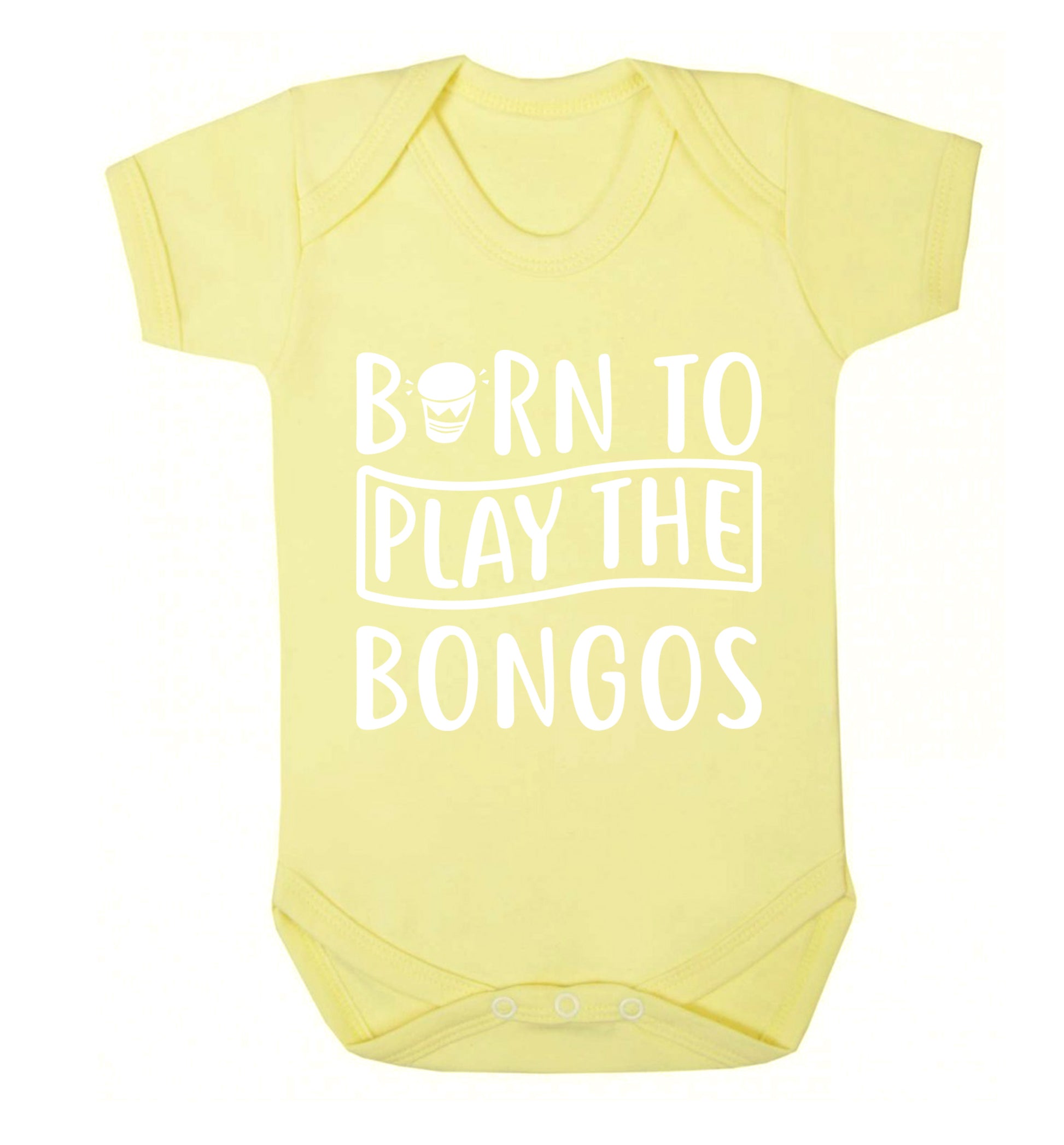 Born to play the bongos Baby Vest pale yellow 18-24 months