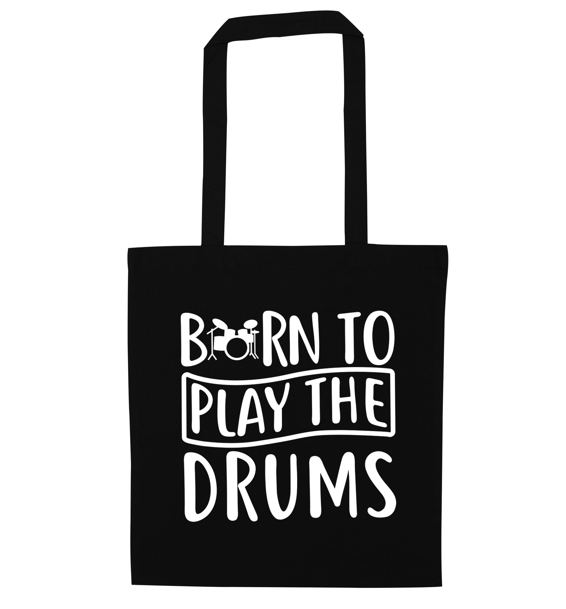 Born to play the drums black tote bag