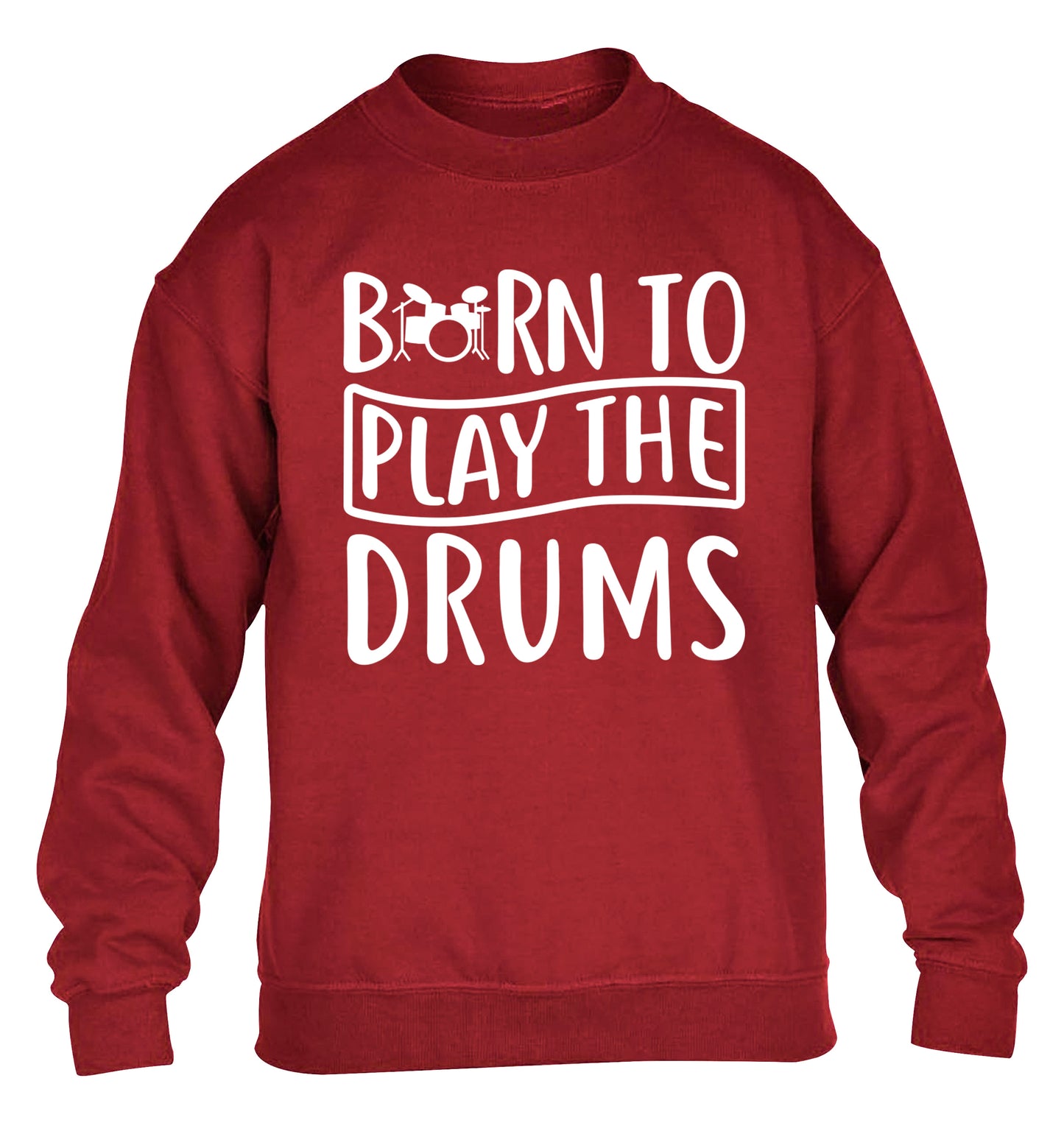 Born to play the drums children's grey sweater 12-14 Years