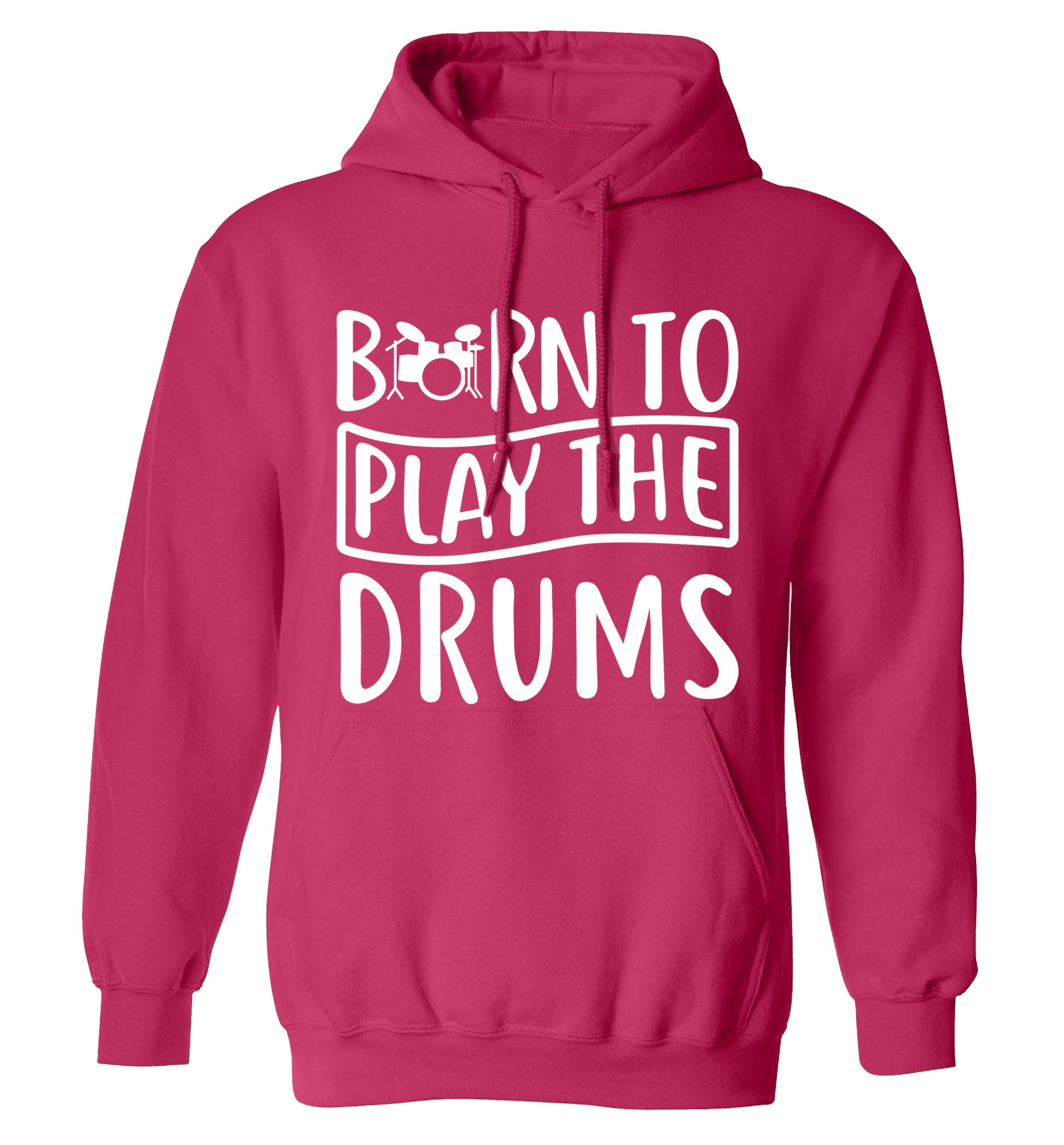 Born to play the drums adults unisex pink hoodie 2XL