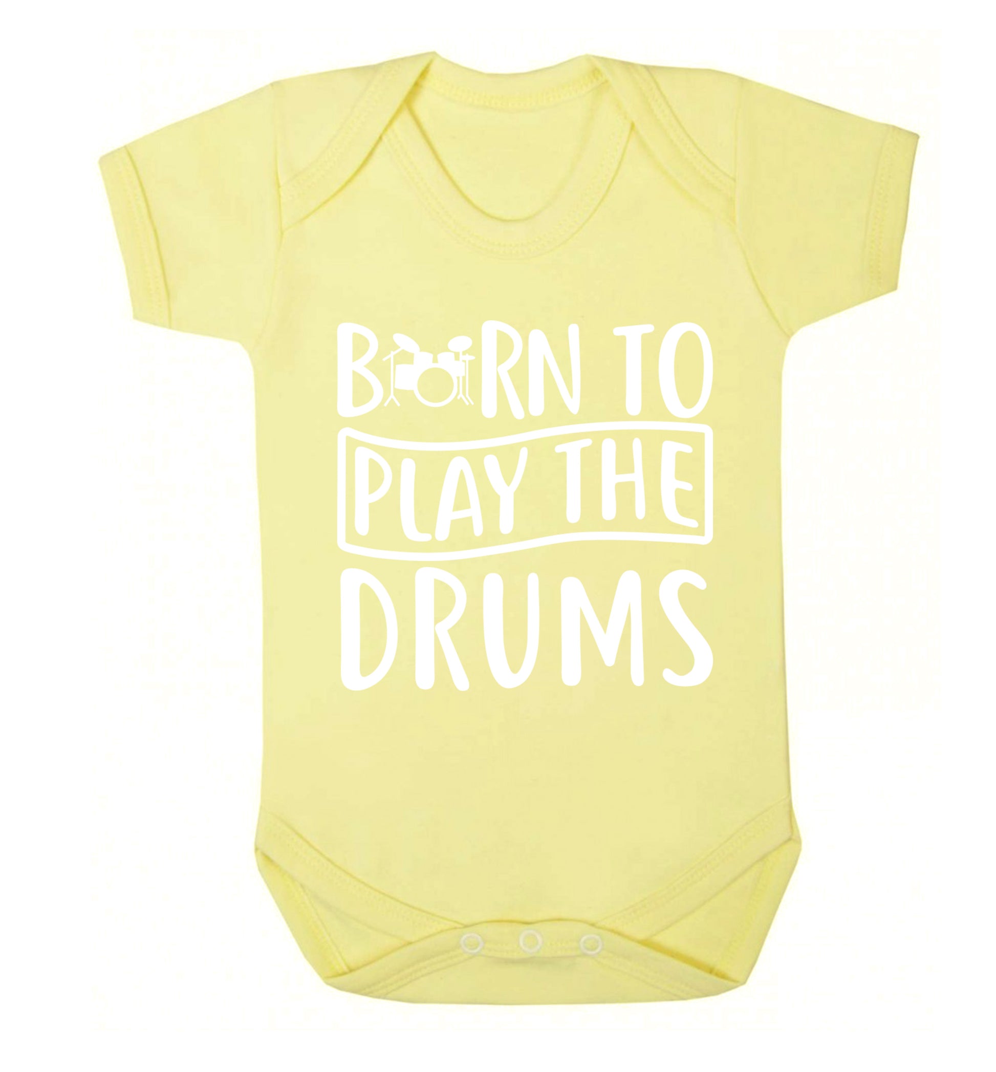 Born to play the drums Baby Vest pale yellow 18-24 months