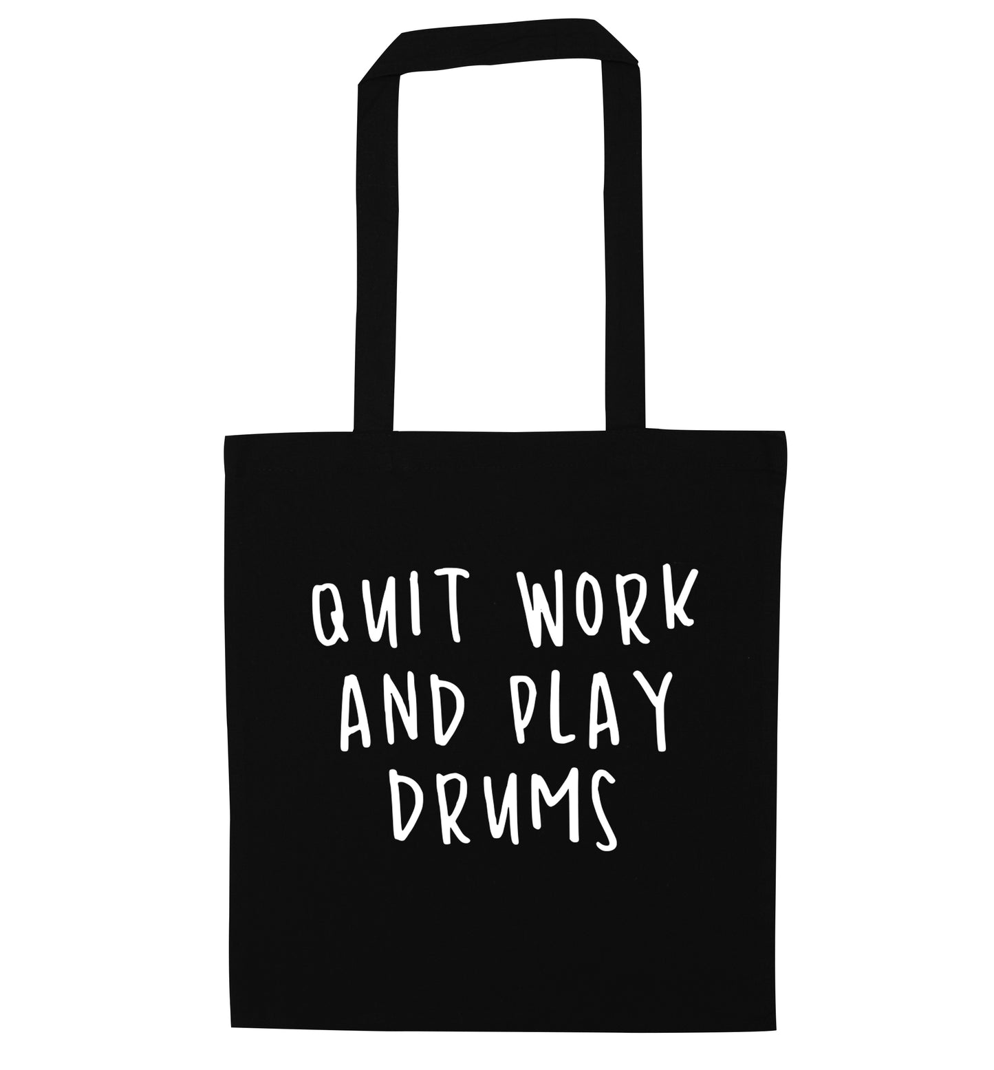 Quit work and play drums black tote bag