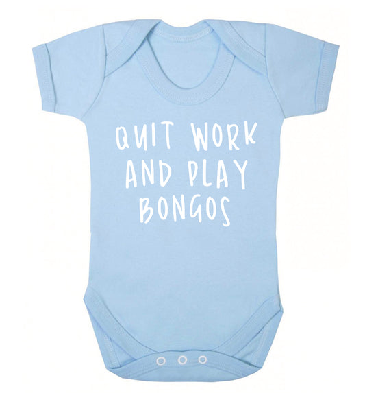 Quit work and play bongos Baby Vest pale blue 18-24 months