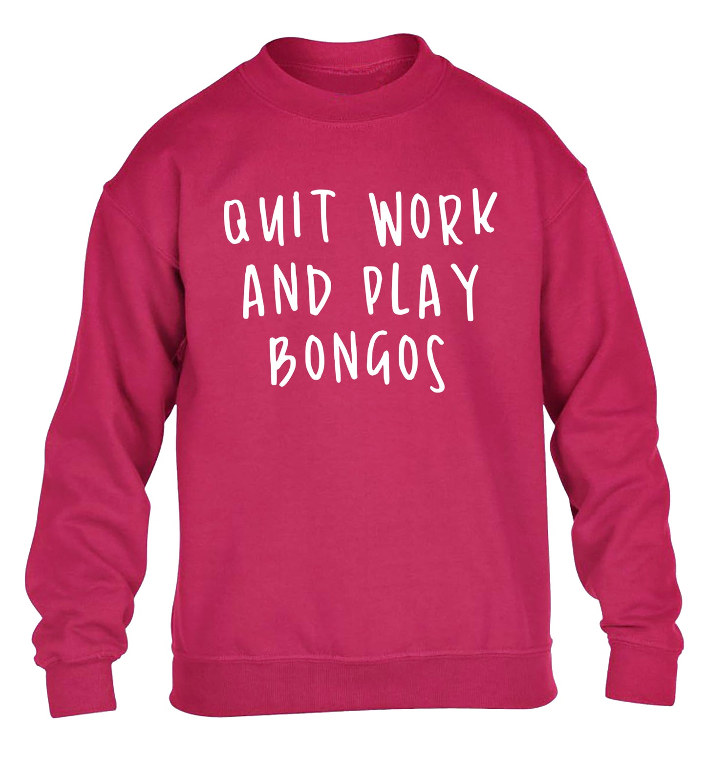 Quit work and play bongos children's pink sweater 12-14 Years