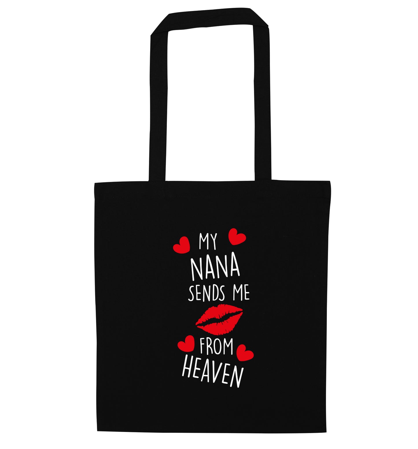 My nana sends me kisses from heaven black tote bag