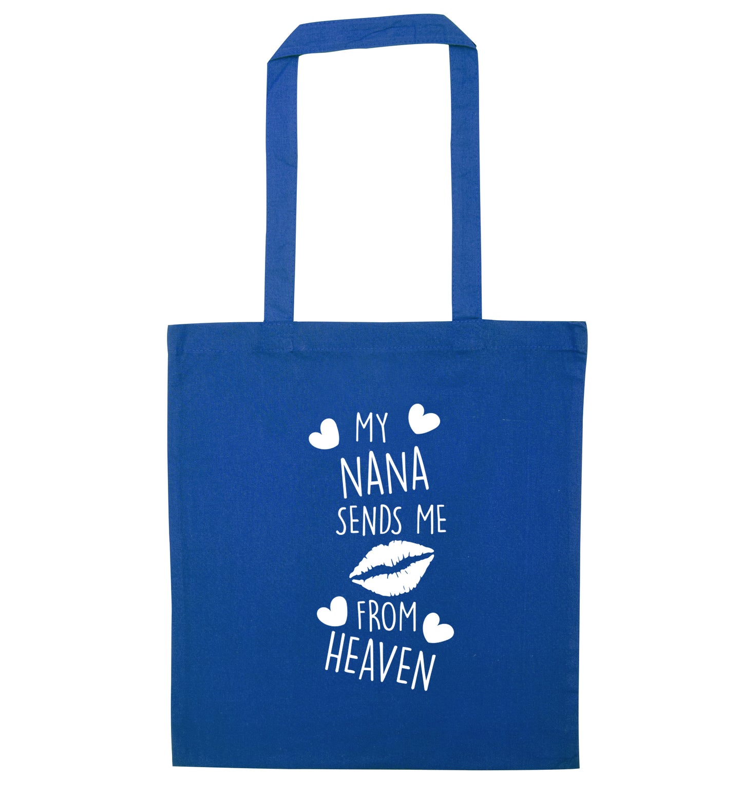 My nana sends me kisses from heaven blue tote bag