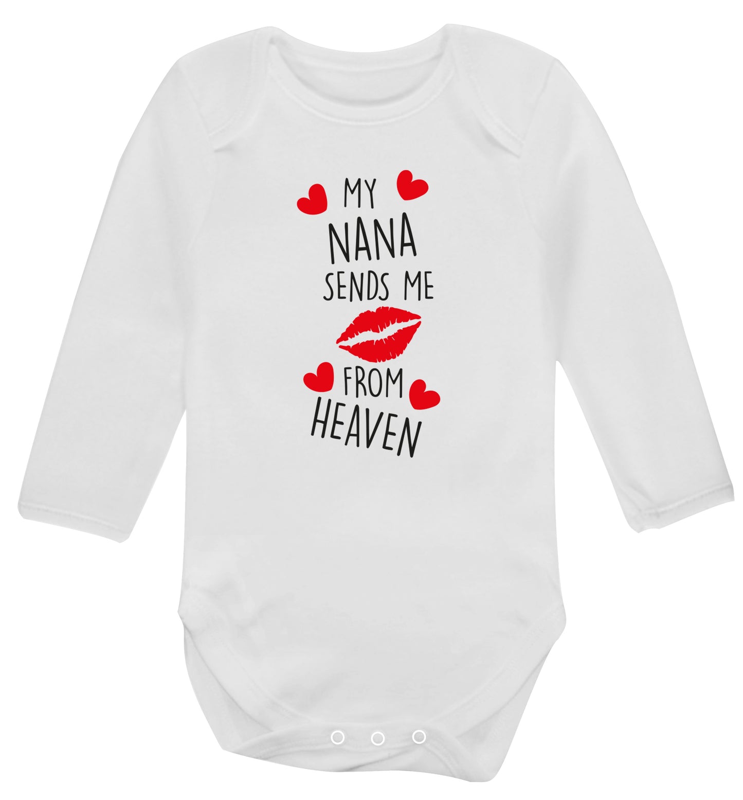 My nana sends me kisses from heaven Baby Vest long sleeved white 6-12 months