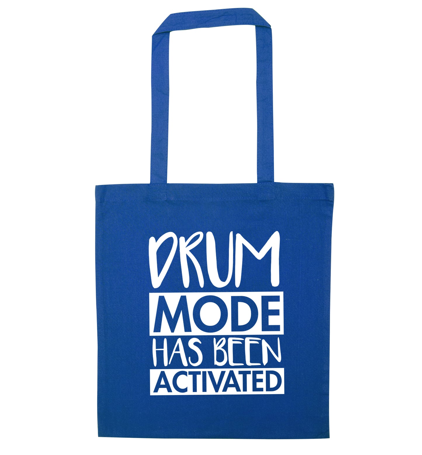Drum mode activated blue tote bag