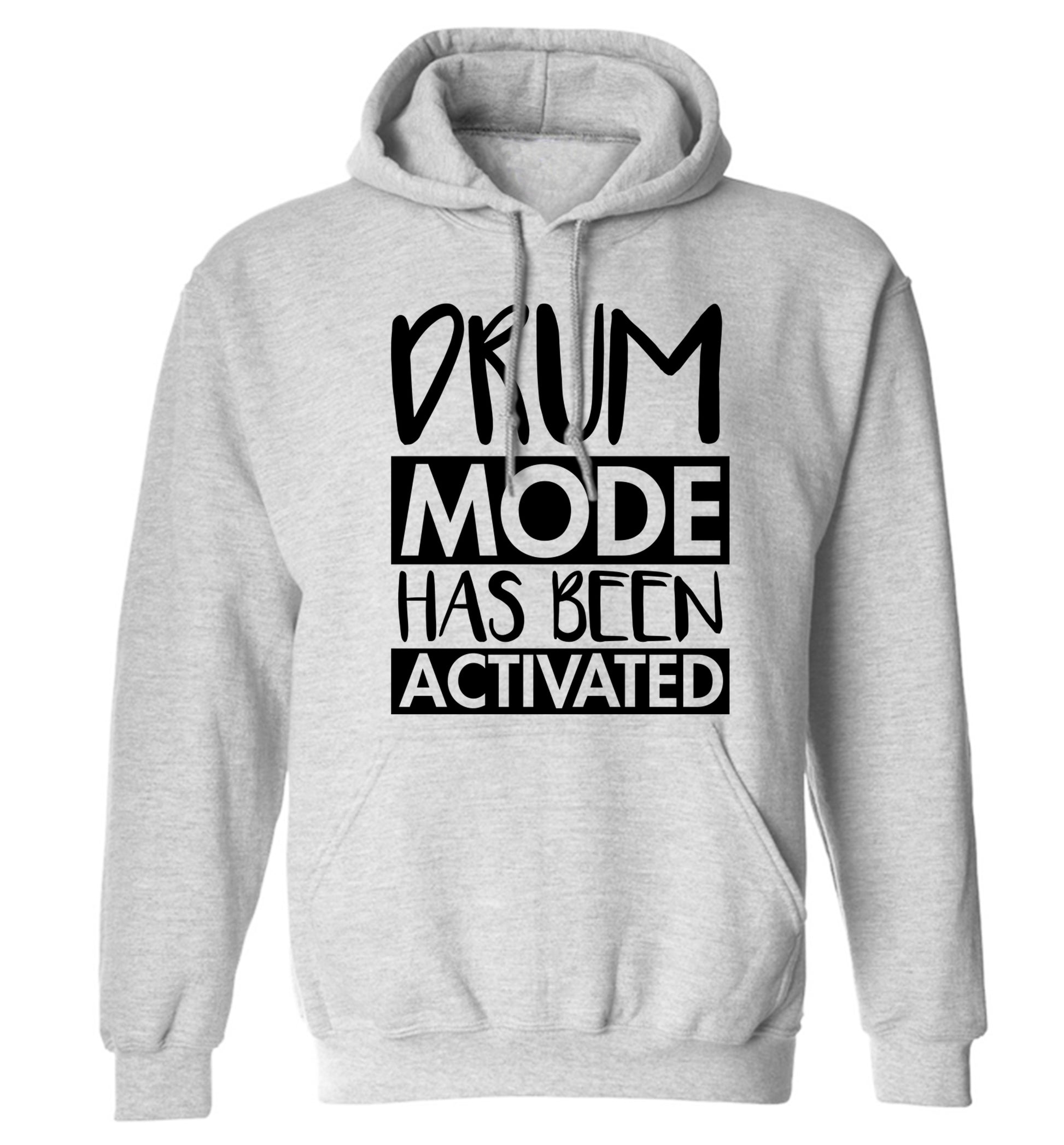 Drum mode activated adults unisexgrey hoodie 2XL