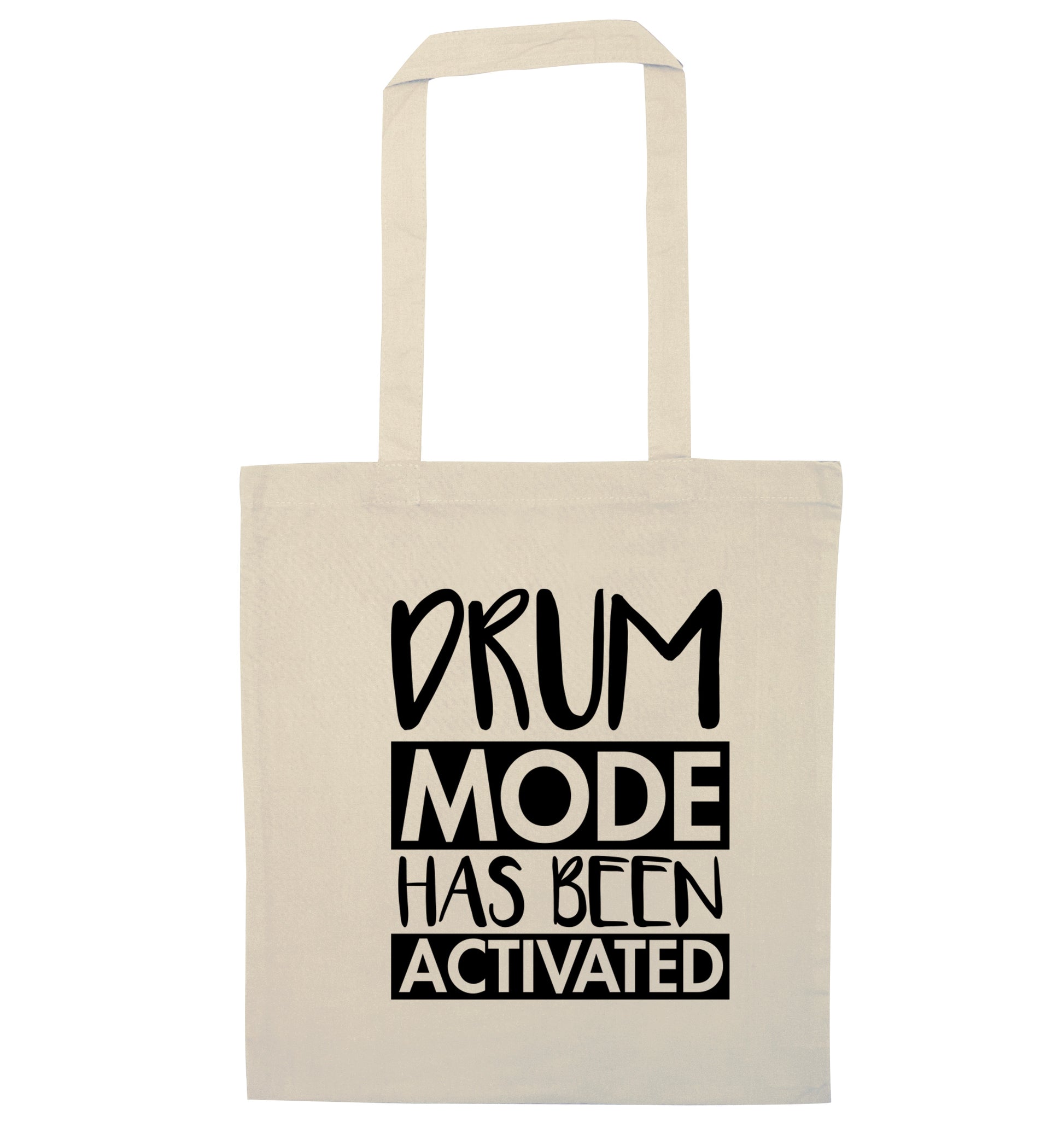 Drum mode activated natural tote bag