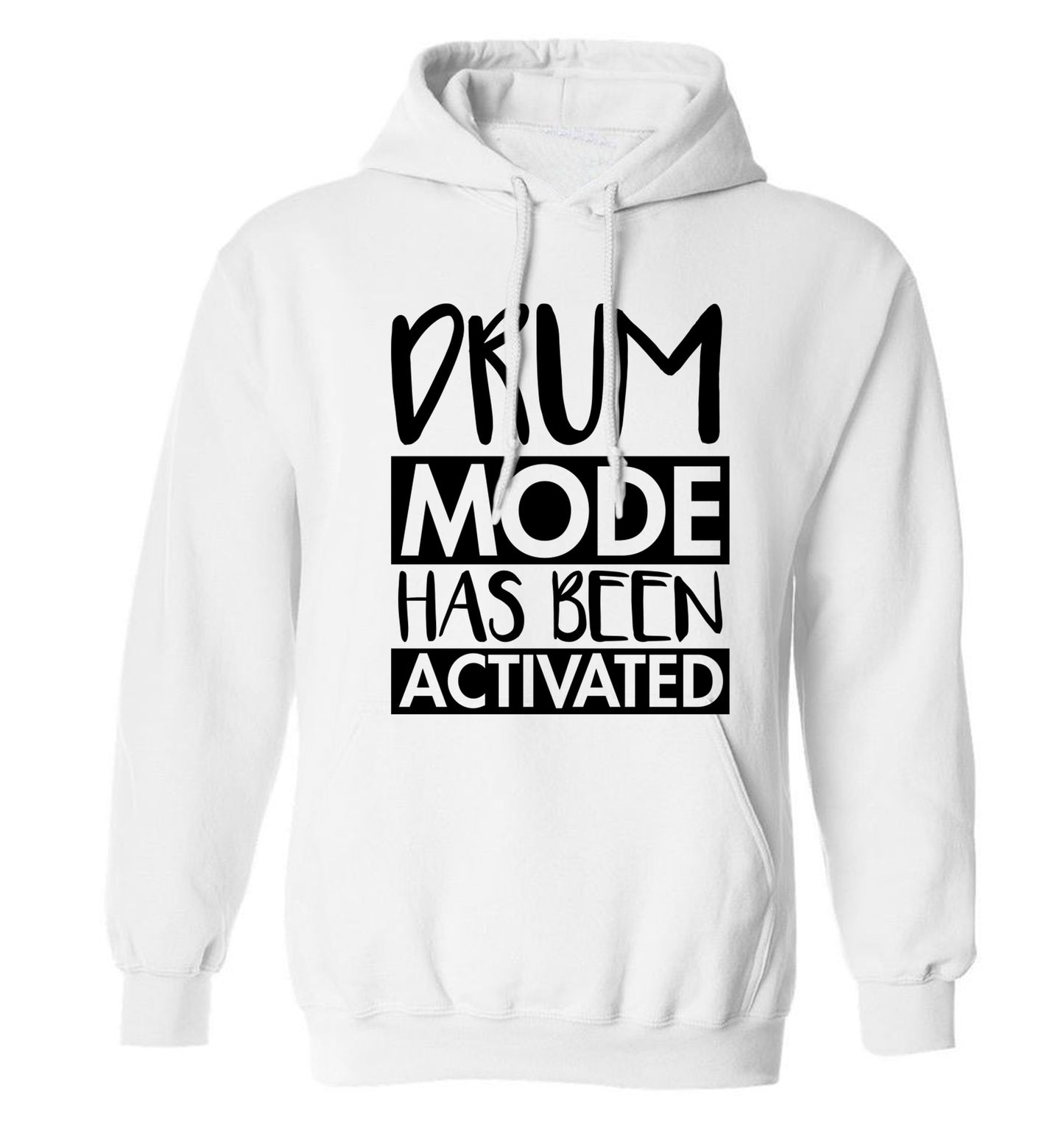 Drum mode activated adults unisexwhite hoodie 2XL