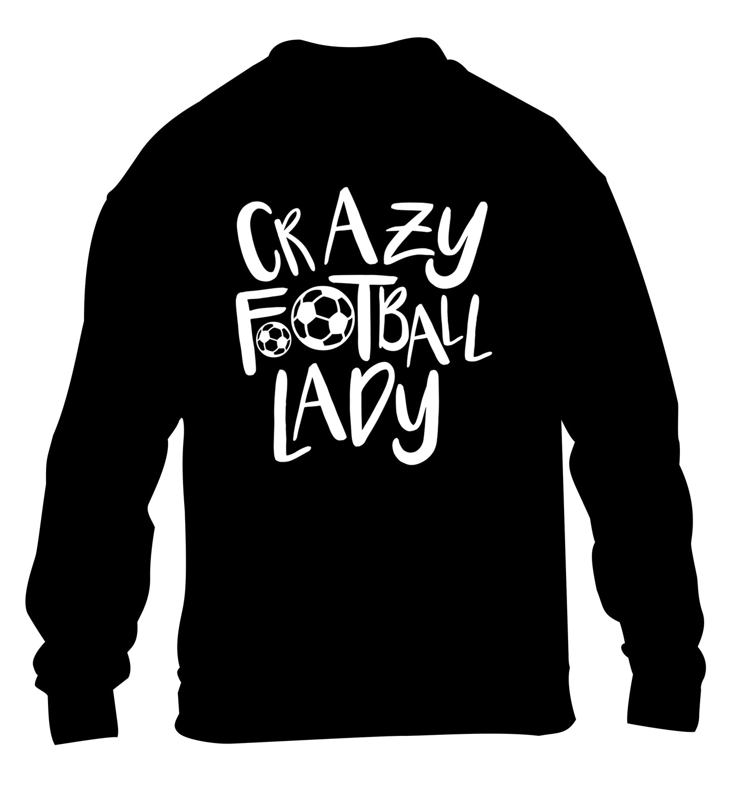Crazy football lady children's black sweater 12-14 Years