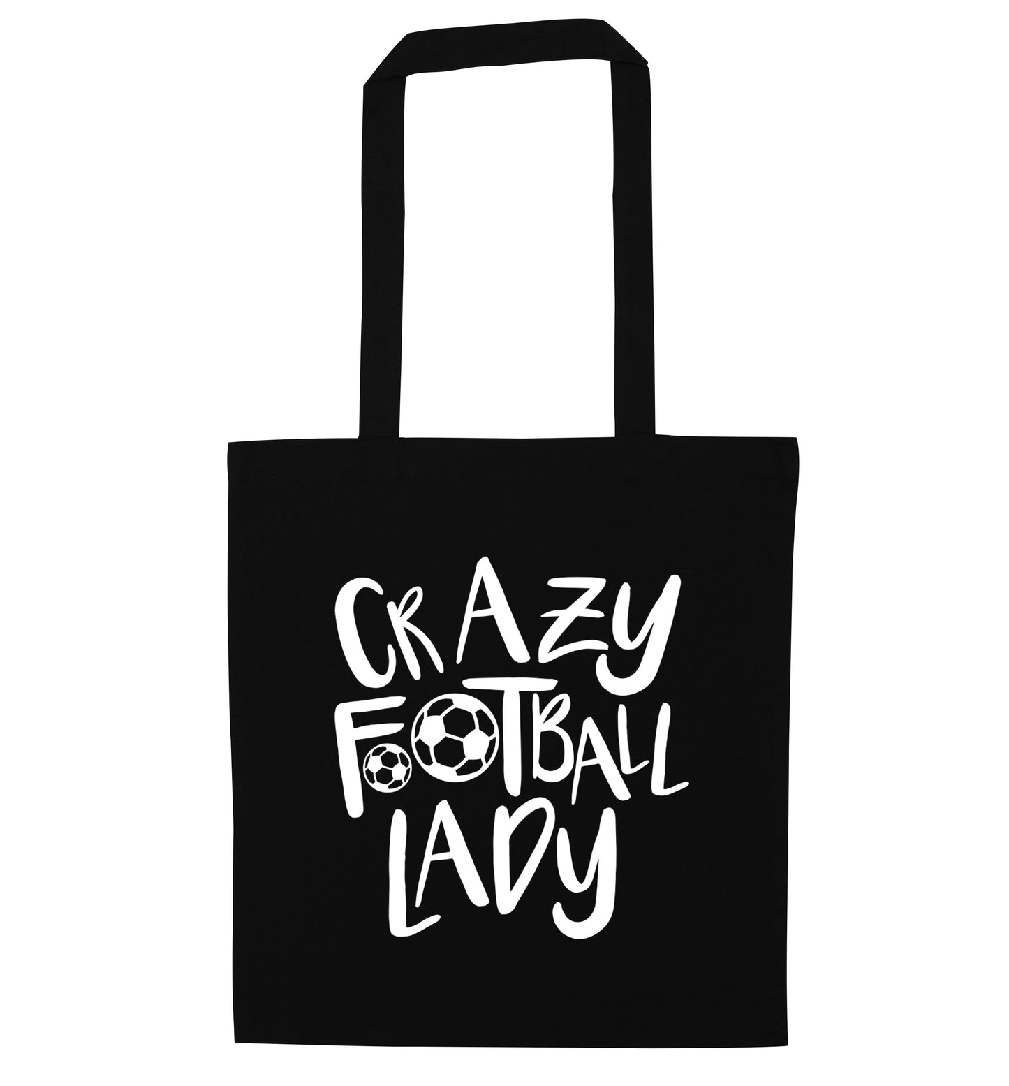 Crazy football lady black tote bag