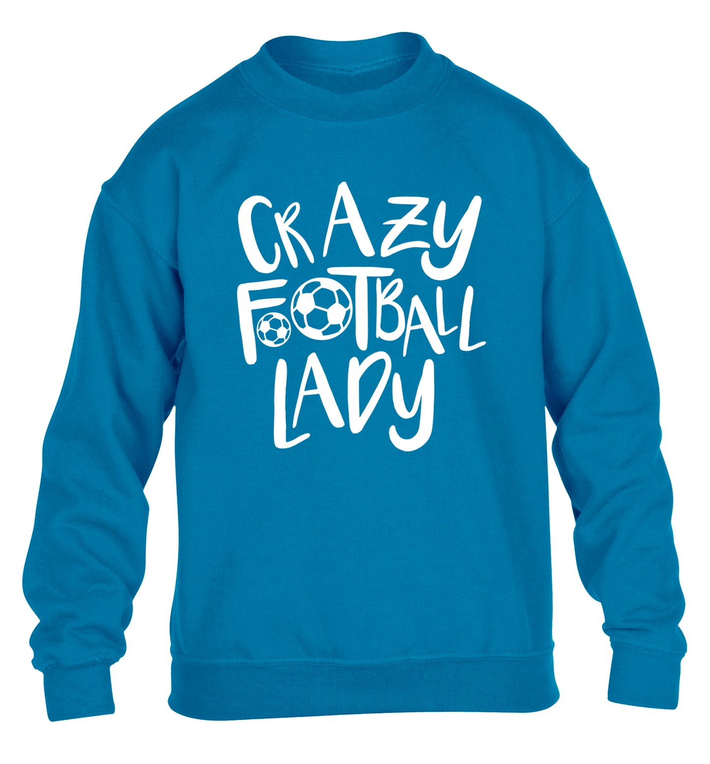 Crazy football lady children's blue sweater 12-14 Years