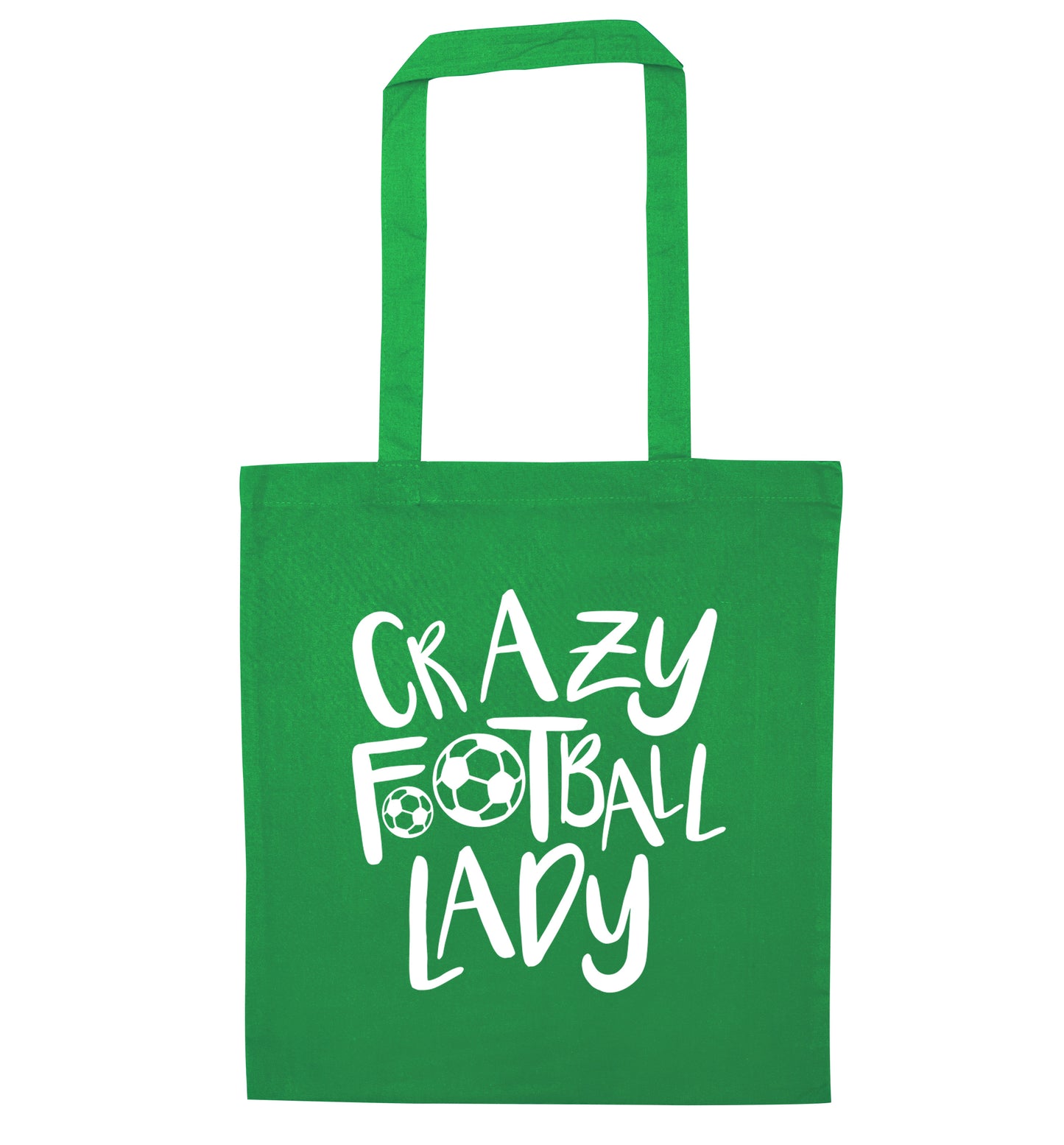 Crazy football lady green tote bag