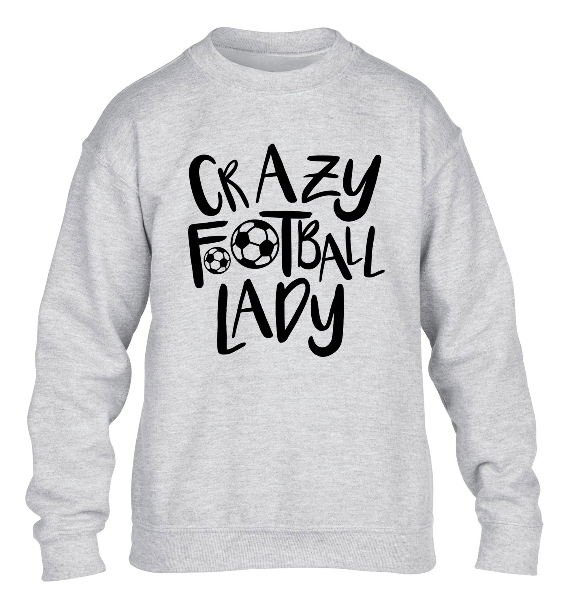 Crazy football lady children's grey sweater 12-14 Years