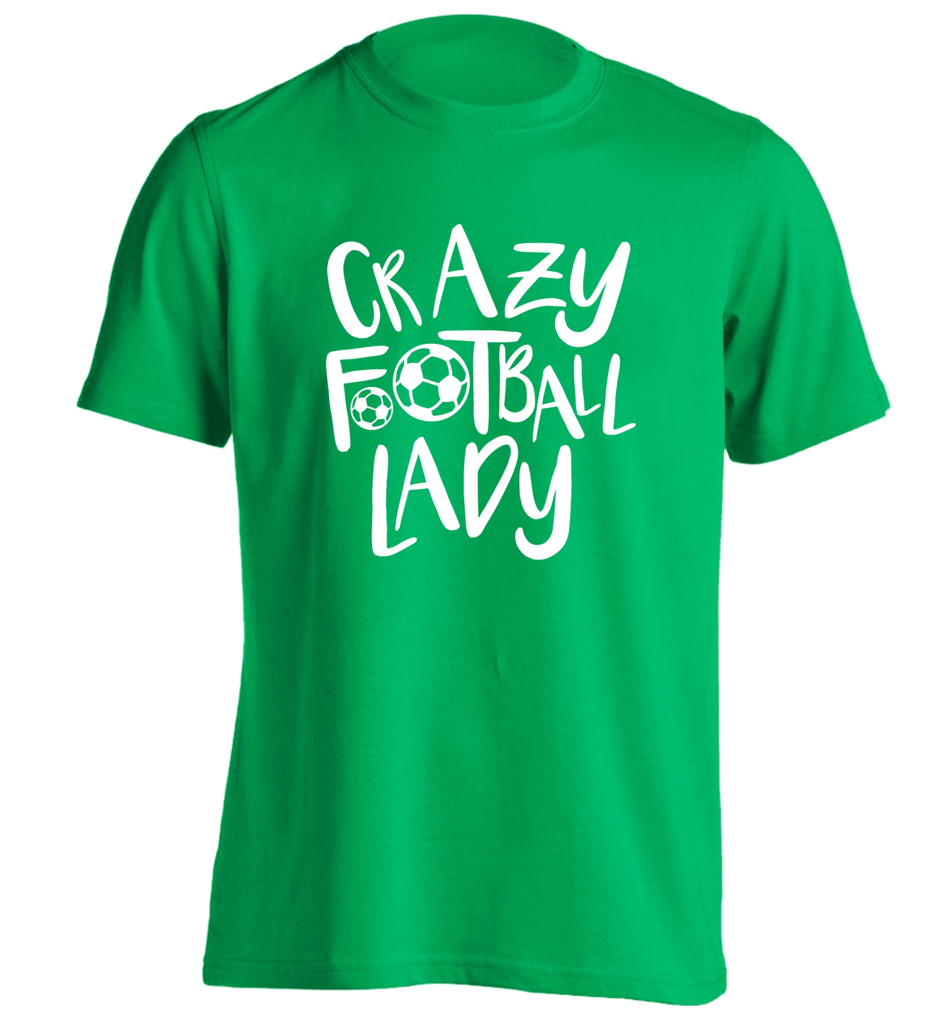 Crazy football lady adults unisexgreen Tshirt 2XL