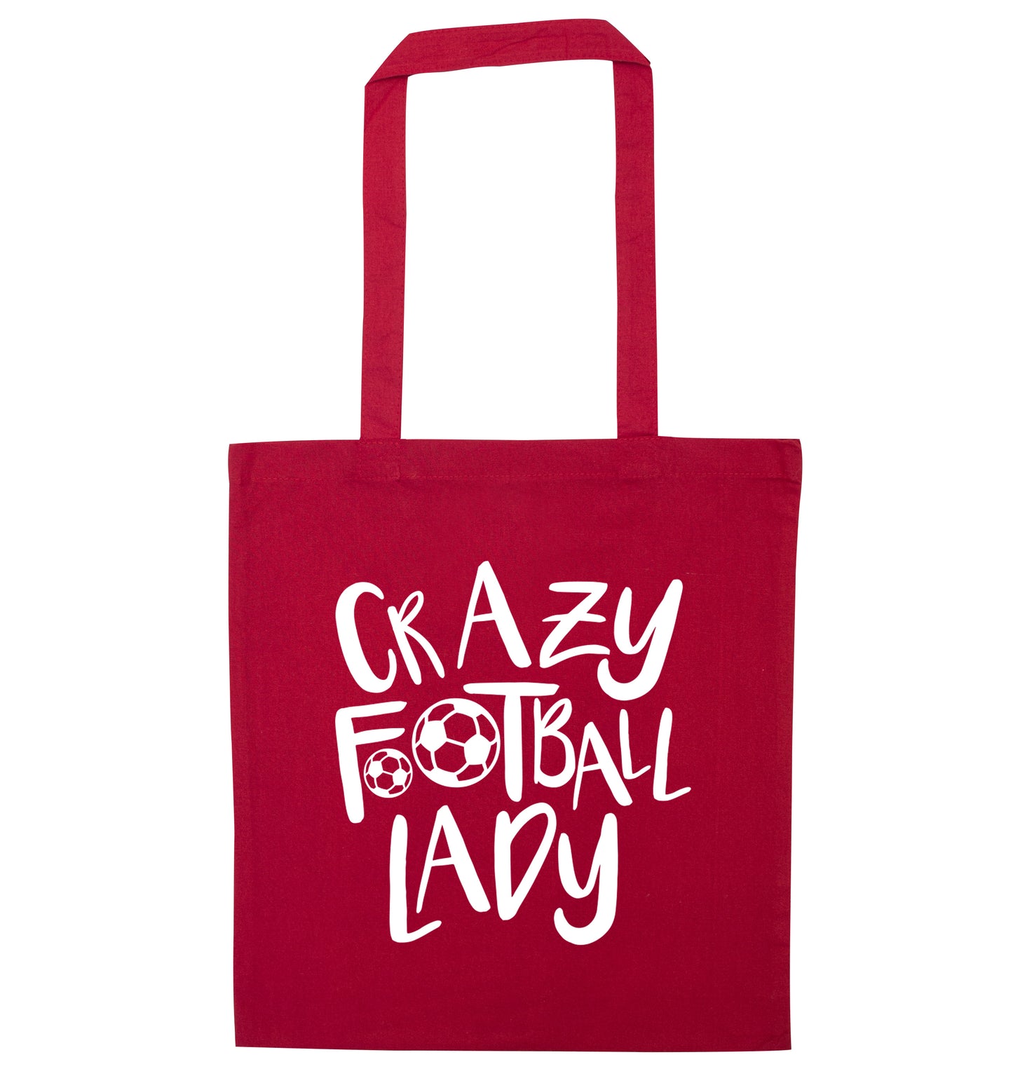 Crazy football lady red tote bag