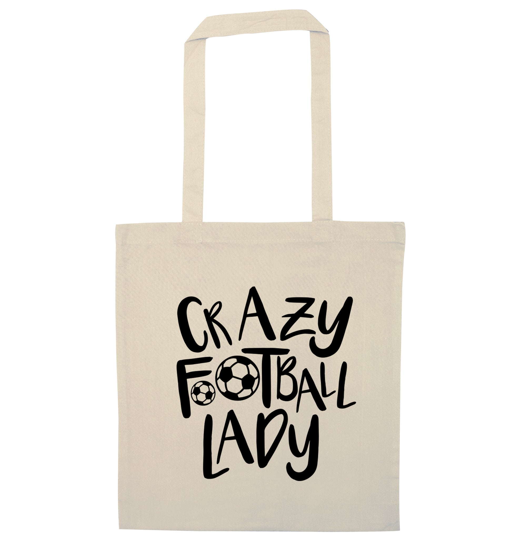 Crazy football lady natural tote bag