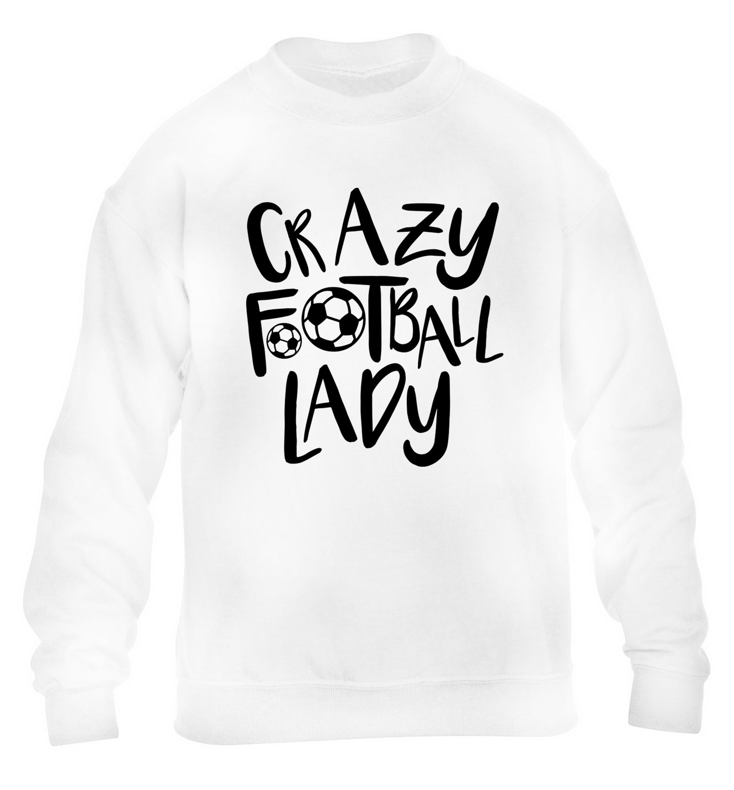 Crazy football lady children's white sweater 12-14 Years