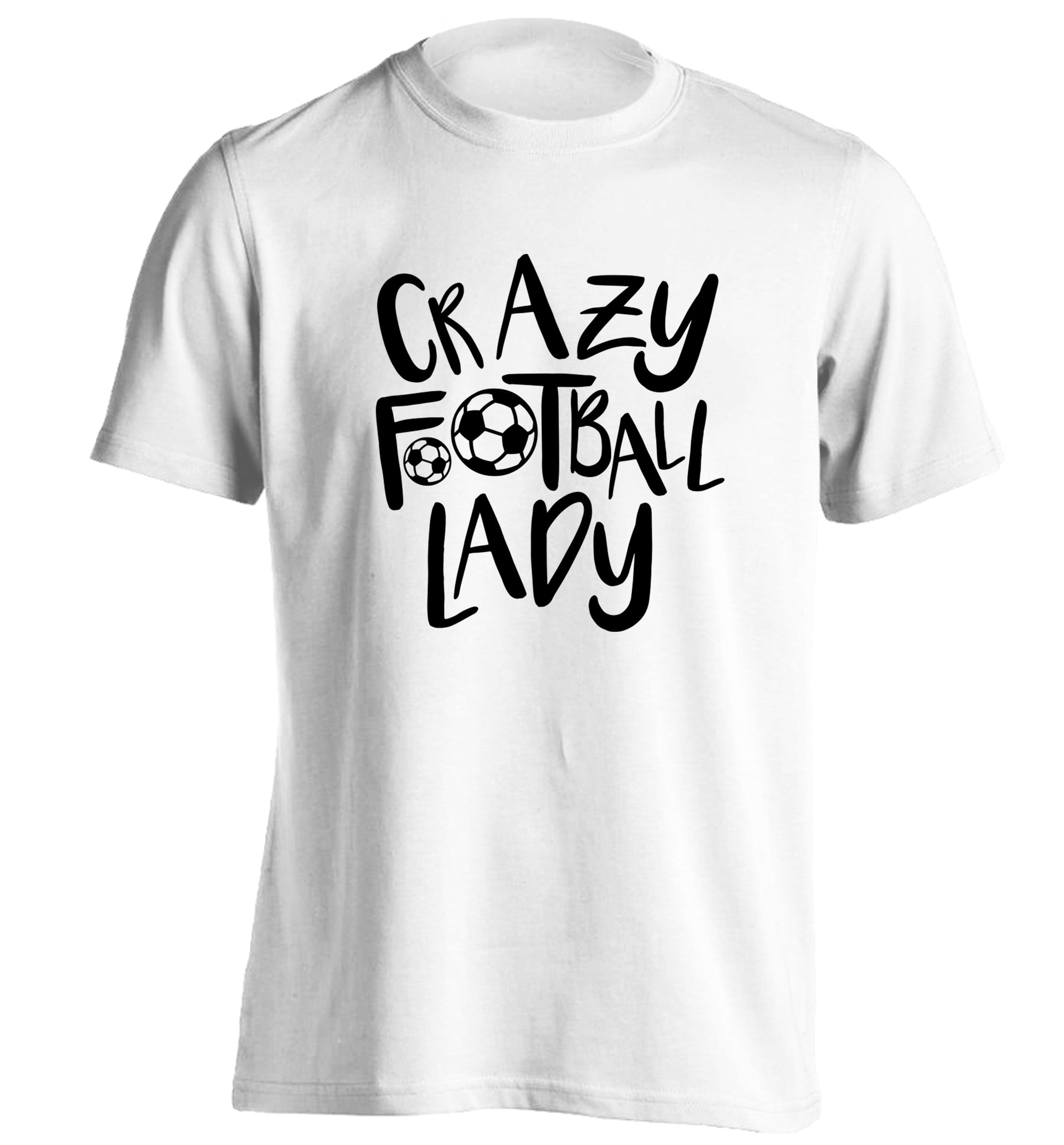 Crazy football lady adults unisexwhite Tshirt 2XL