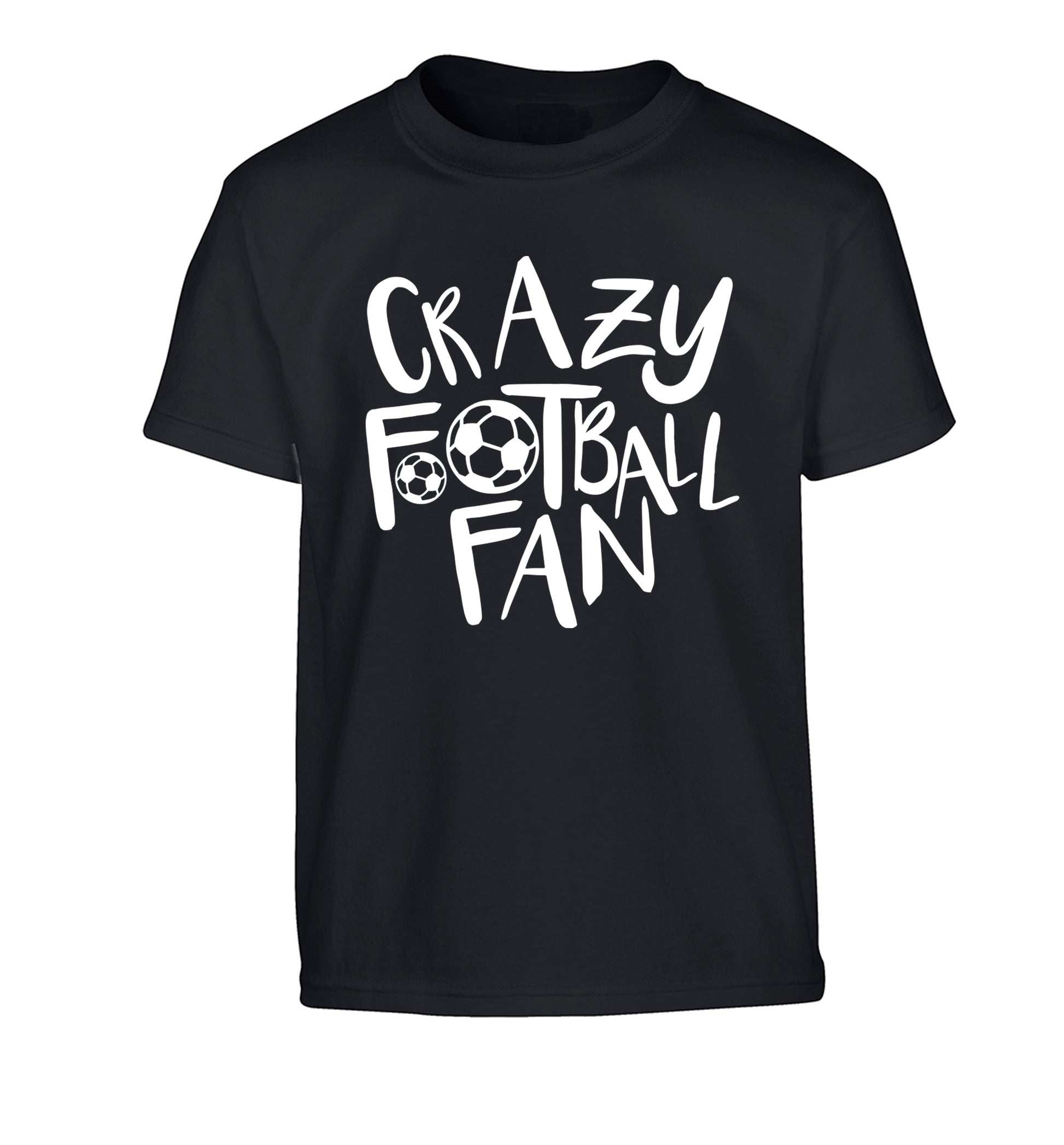 Crazy football fan Children's black Tshirt 12-14 Years