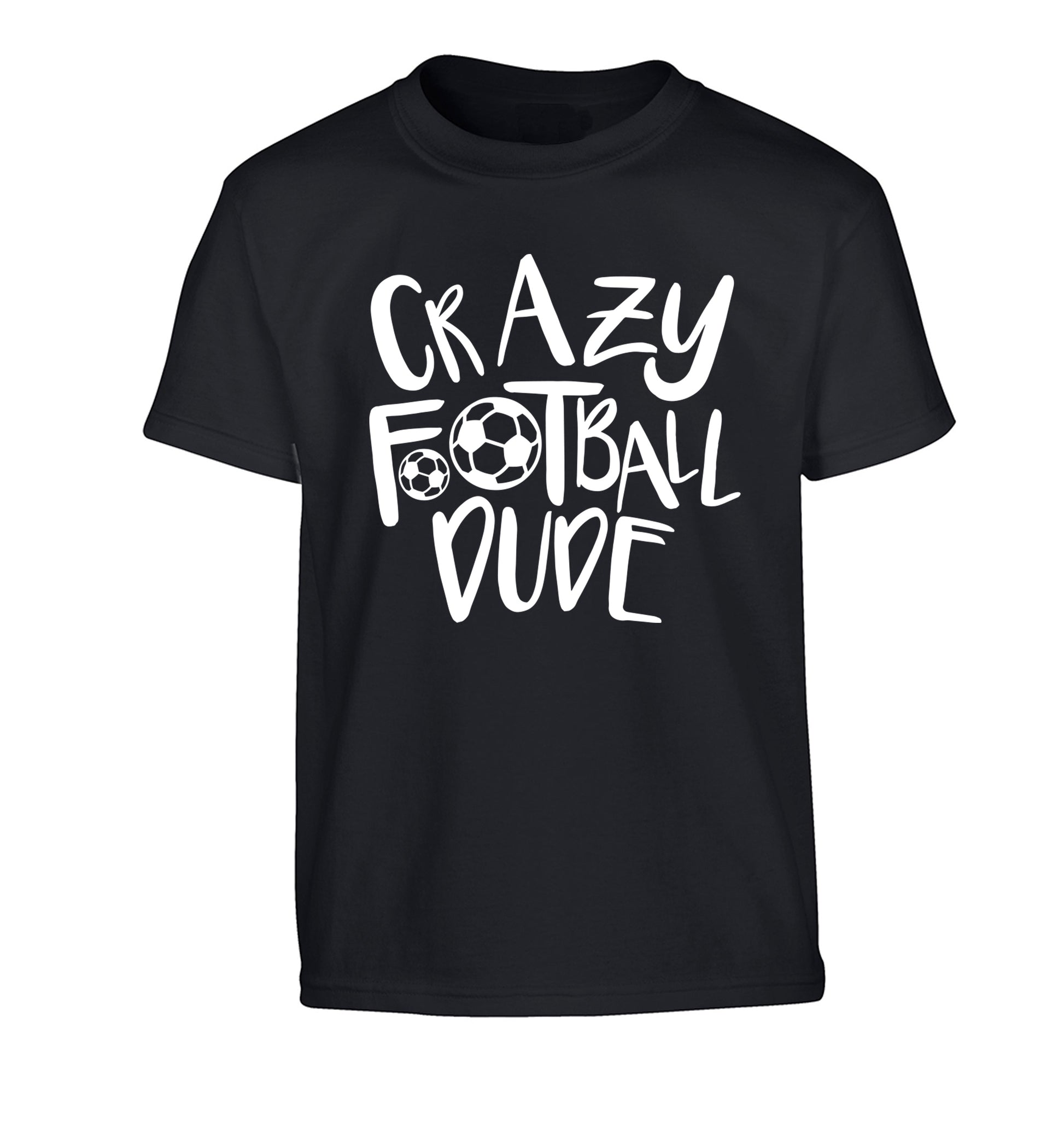 Crazy football dude Children's black Tshirt 12-14 Years