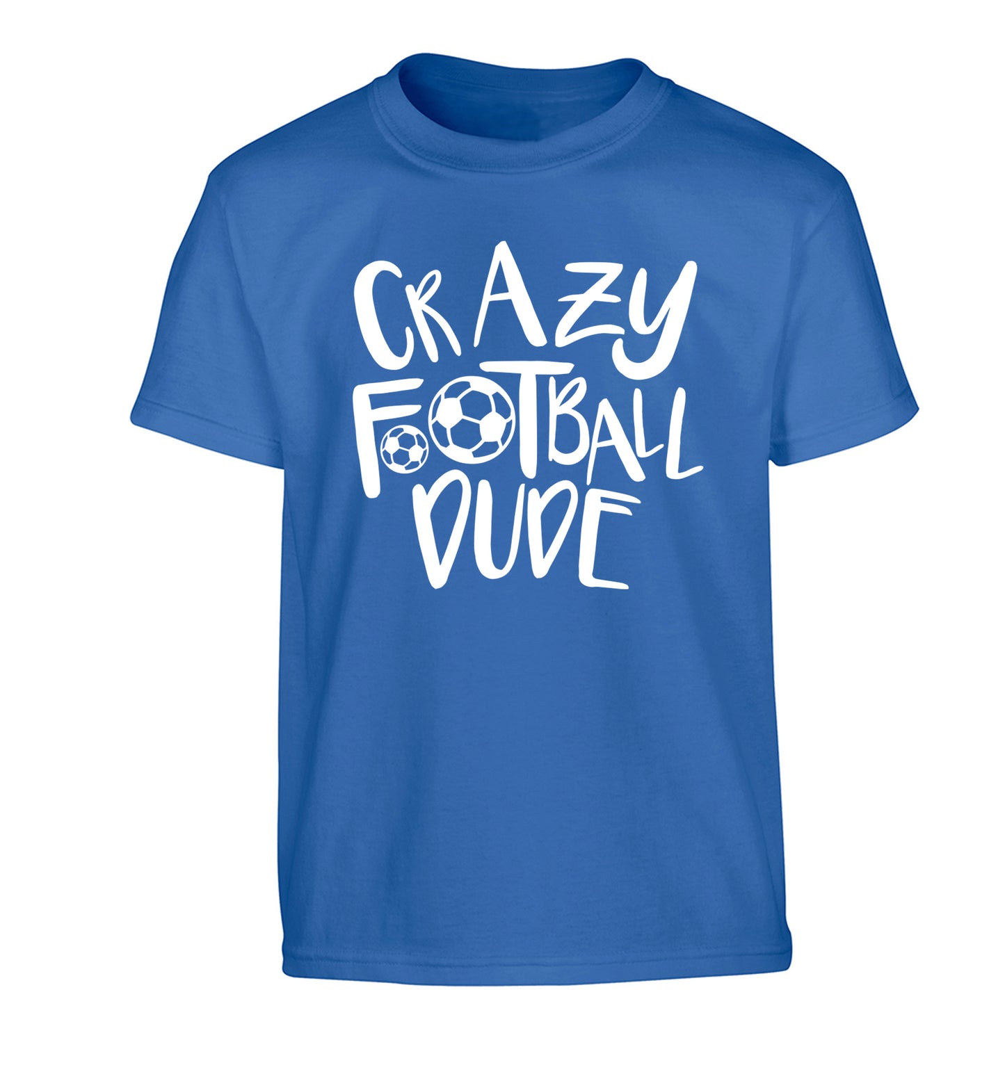 Crazy football dude Children's blue Tshirt 12-14 Years