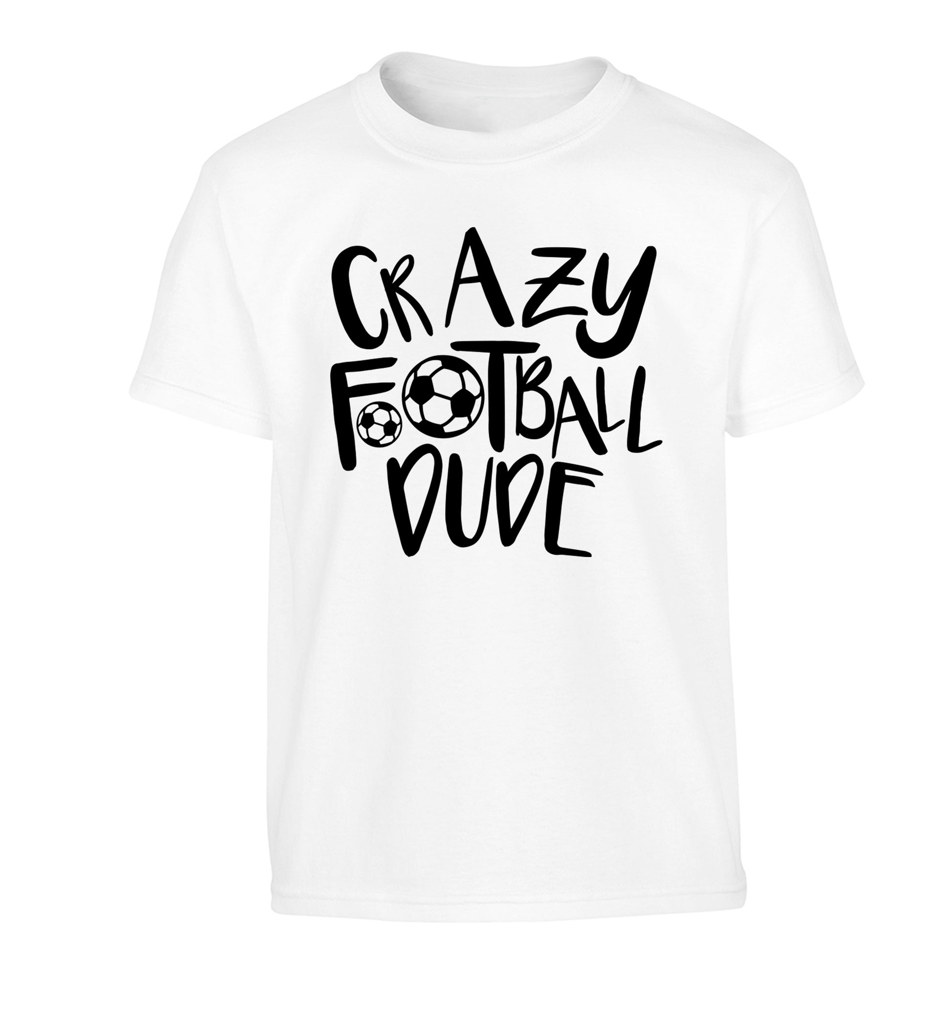 Crazy football dude Children's white Tshirt 12-14 Years