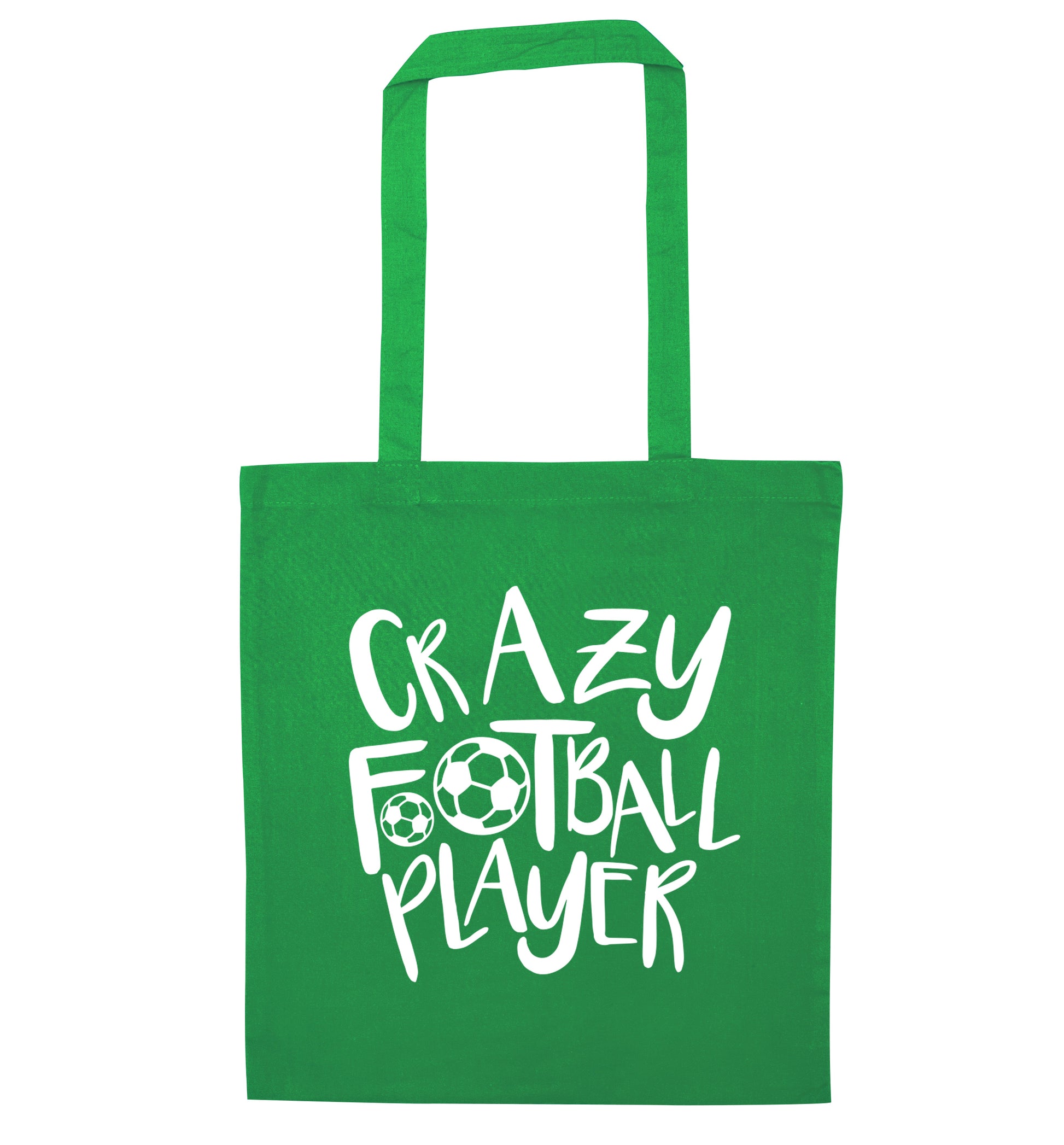 Crazy football player green tote bag