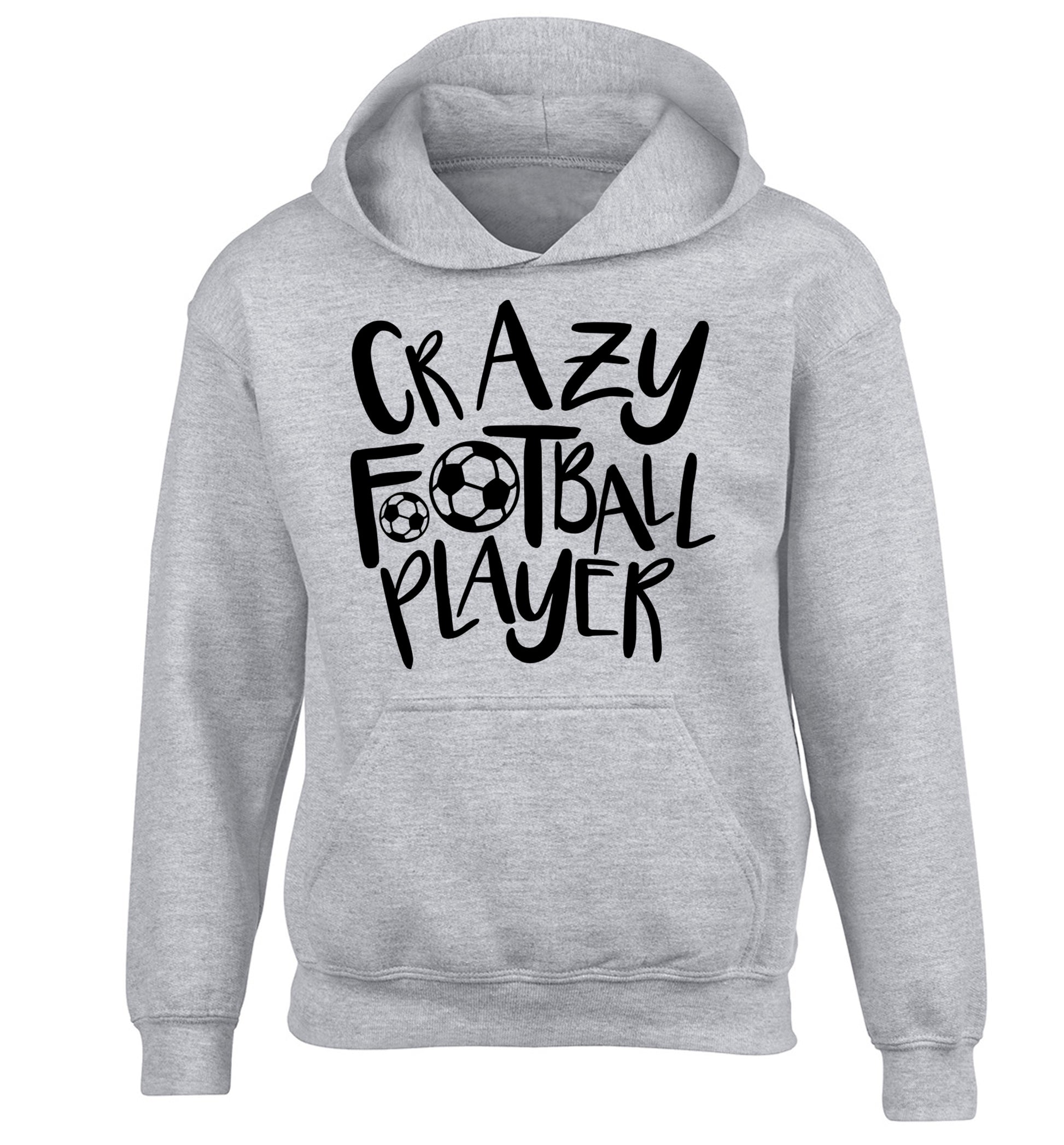 Crazy football player children's grey hoodie 12-14 Years