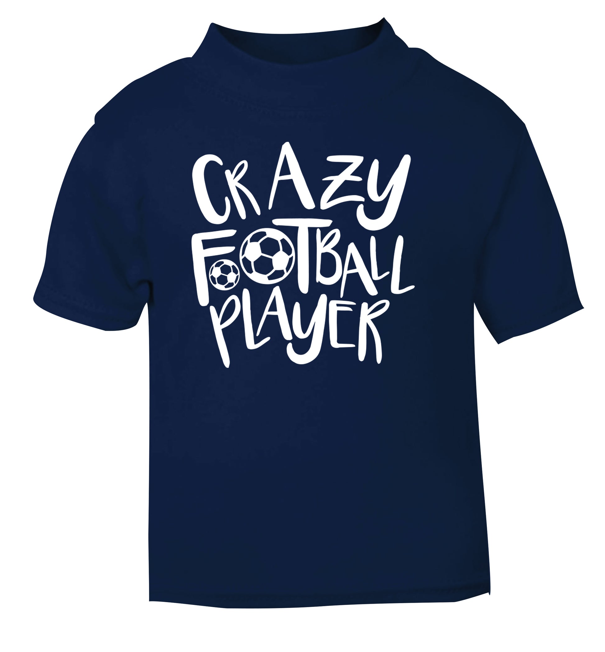 Crazy football player navy Baby Toddler Tshirt 2 Years