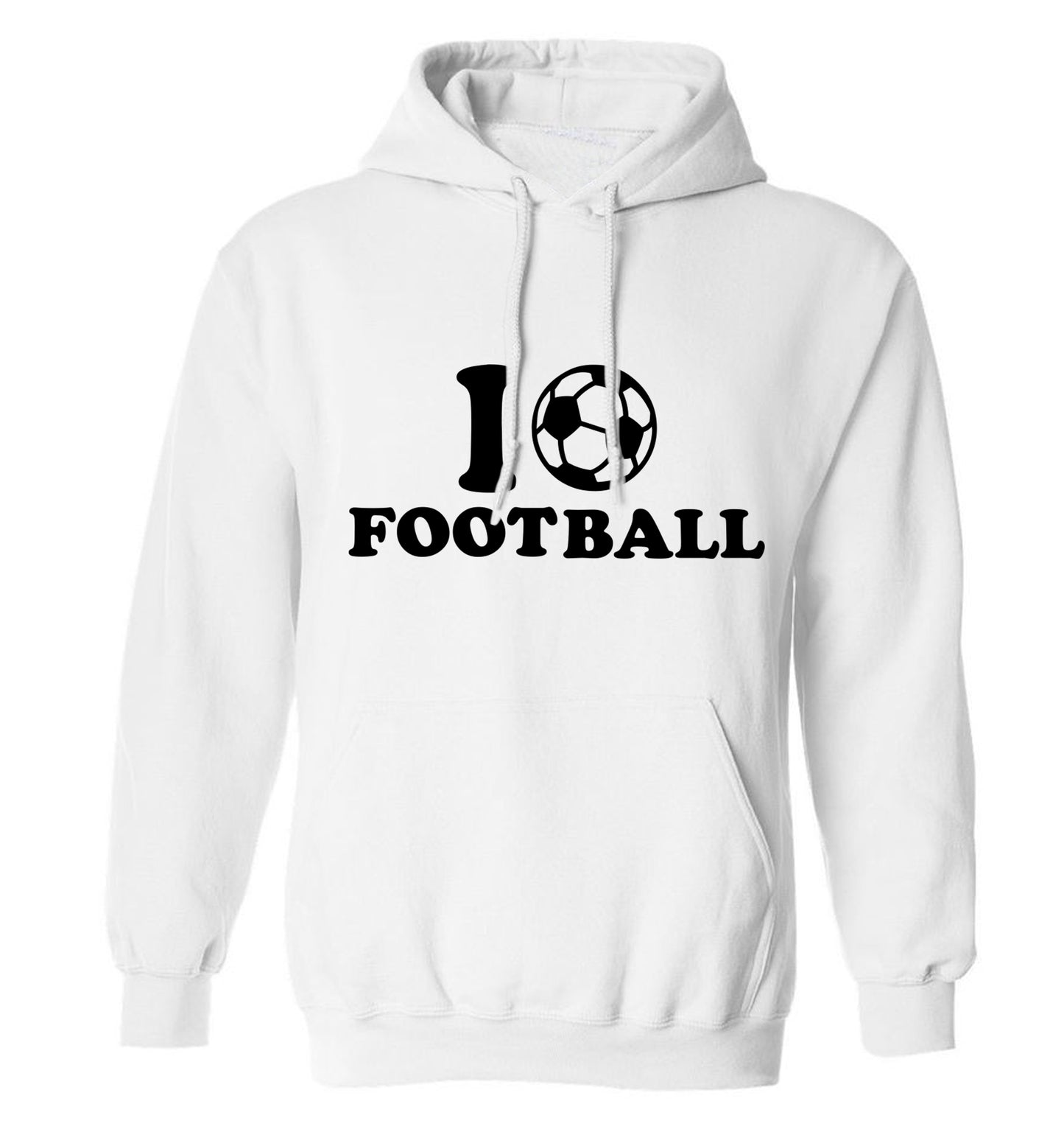 I love football adults unisexwhite hoodie 2XL