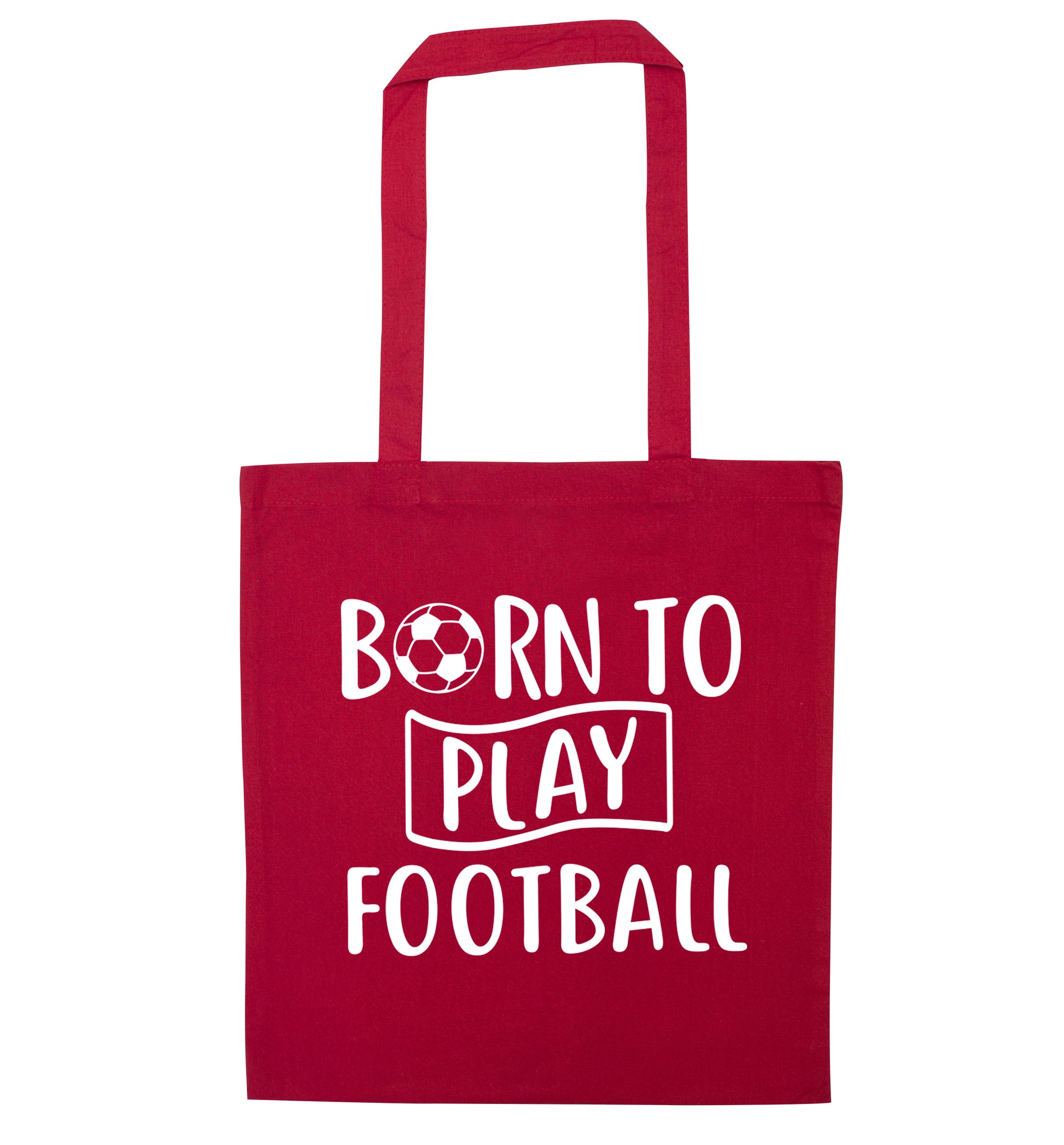 Born to play football red tote bag