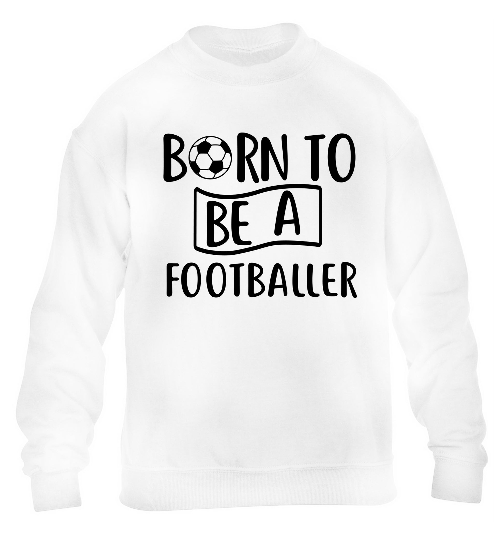 Born to be a footballer children's white sweater 12-14 Years